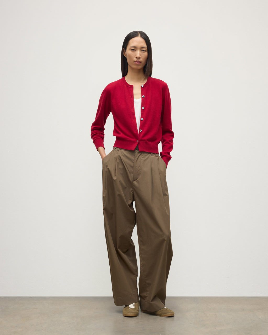 Johnstons of Elgin - Iris Red Classic Cashmere Cardigan