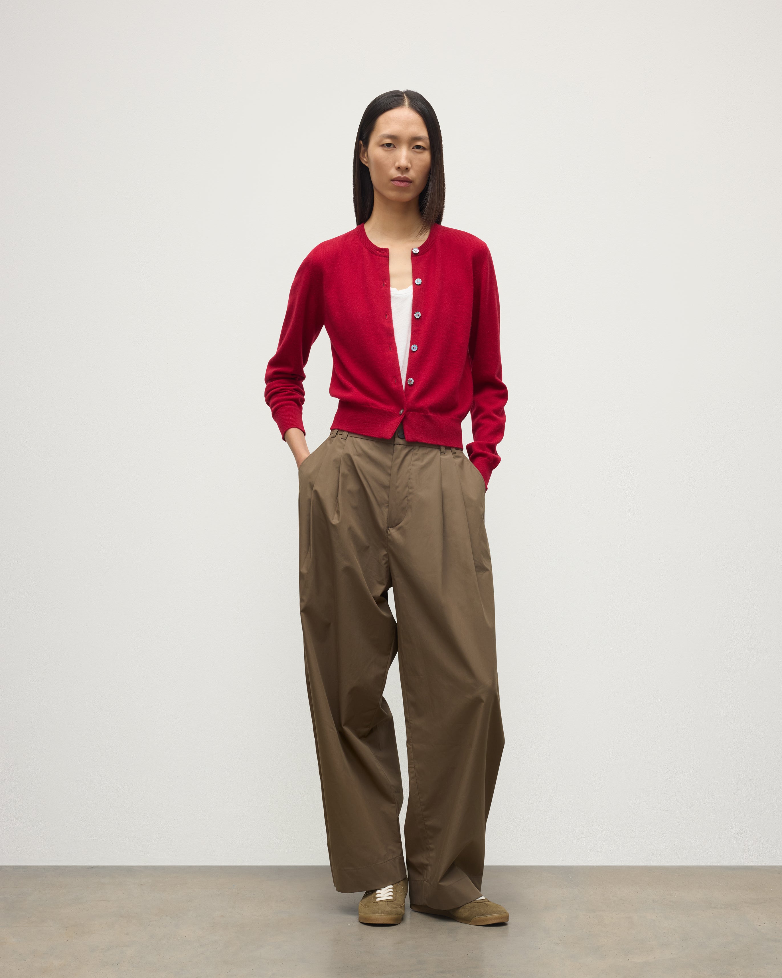 Johnstons of Elgin - Iris Red Classic Cashmere Cardigan