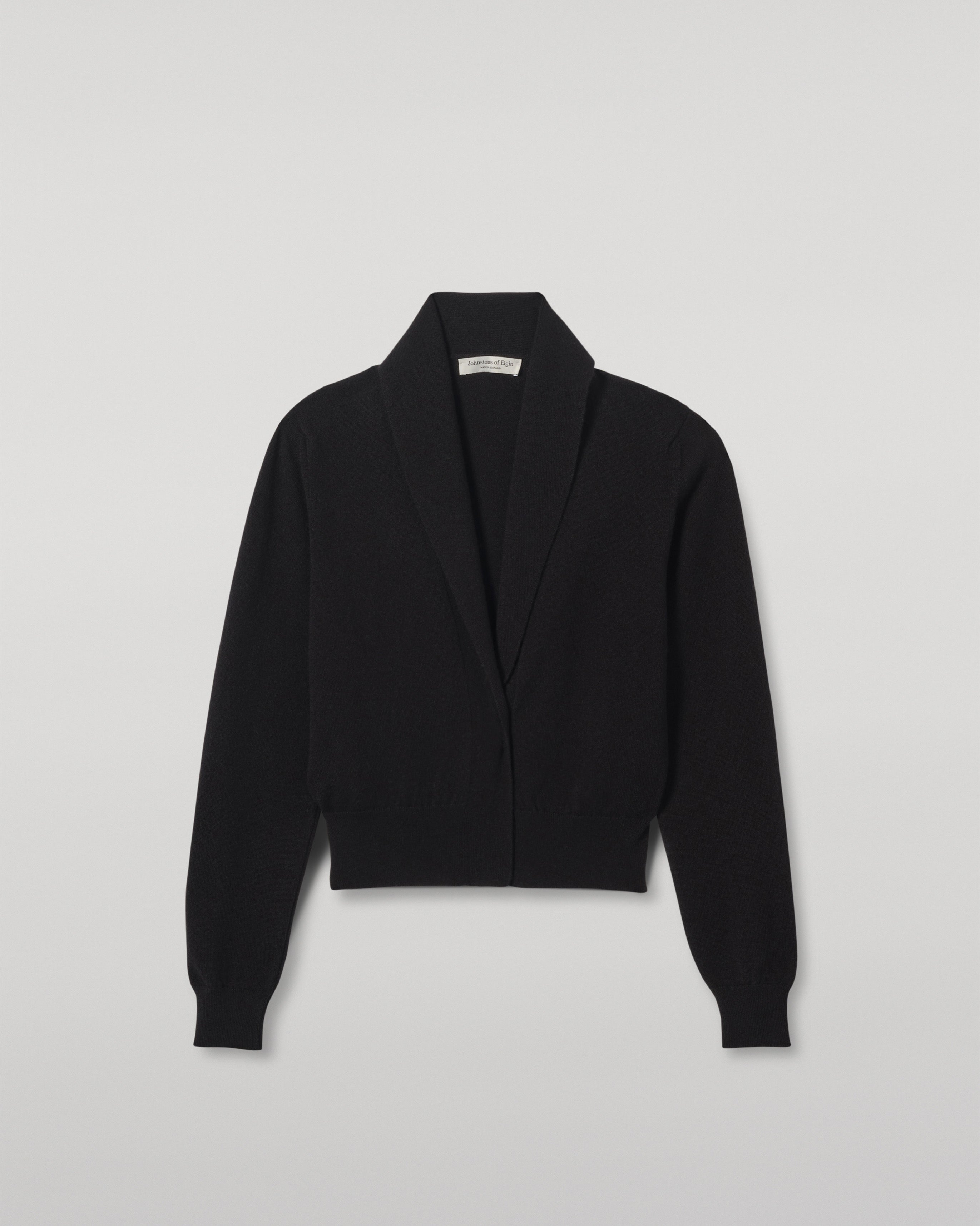 Johnstons of Elgin - Crathie Black Shawl Cashmere Cardigan
