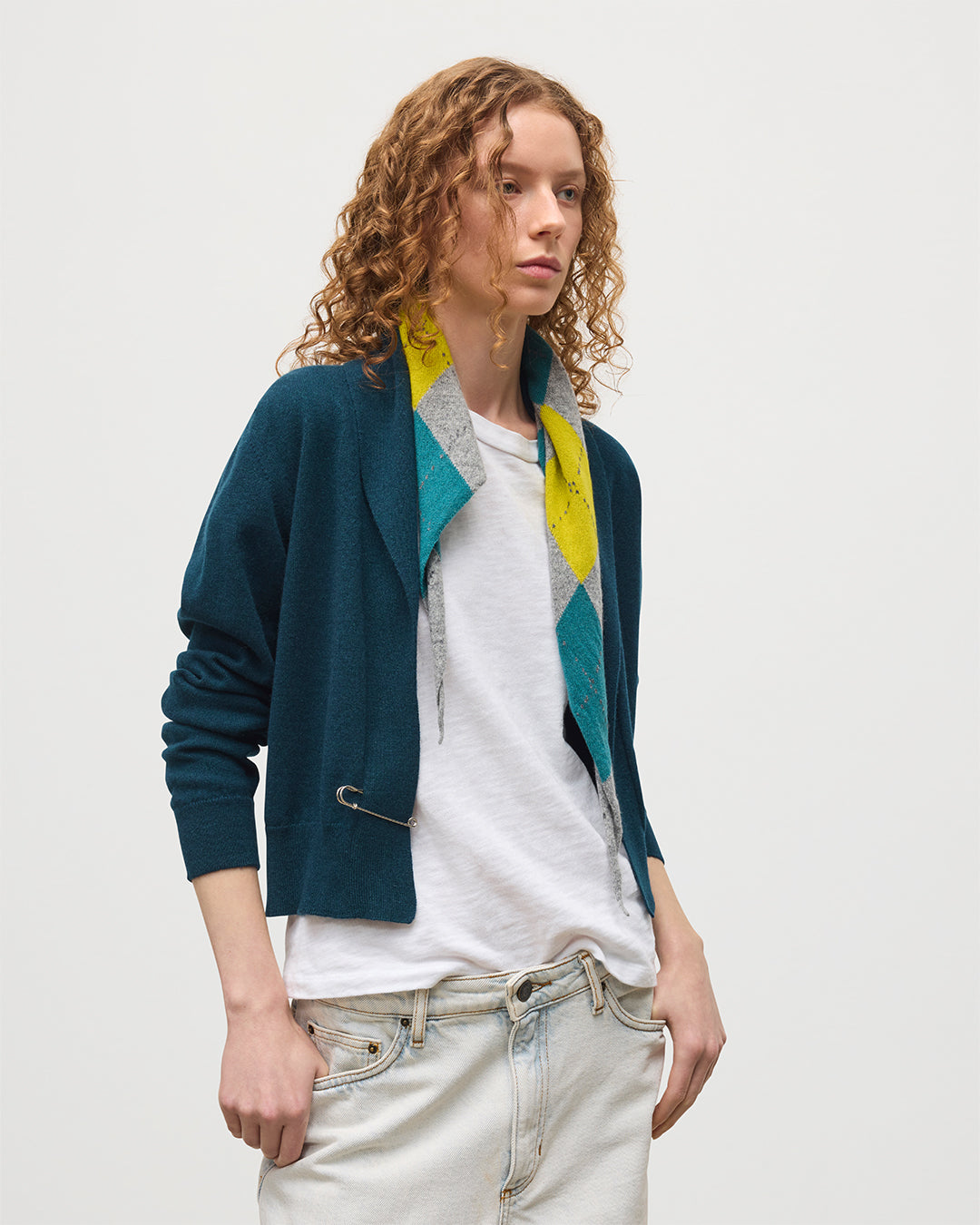 Johnstons of Elgin - Crathie Bottle Green Shawl Cashmere Cardigan