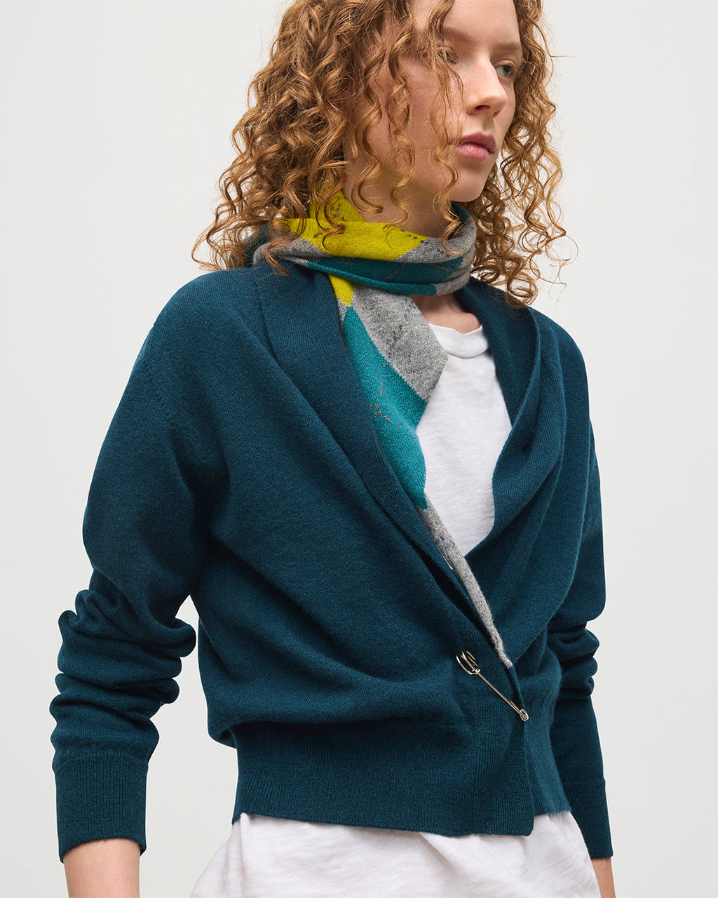 Johnstons of Elgin - Crathie Bottle Green Shawl Cashmere Cardigan