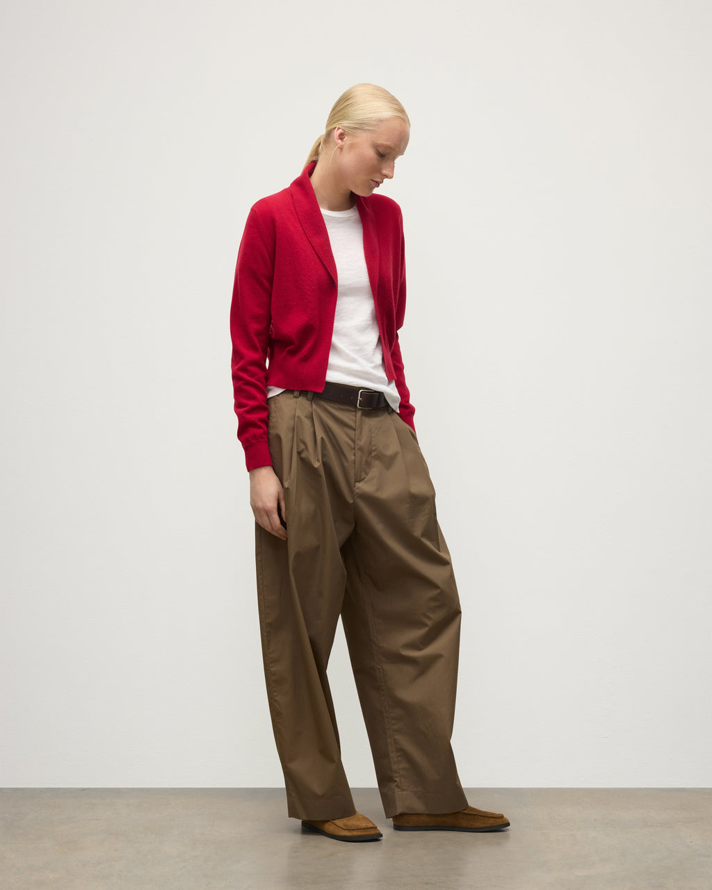 Johnstons of Elgin - Crathie Red Shawl Cashmere Cardigan