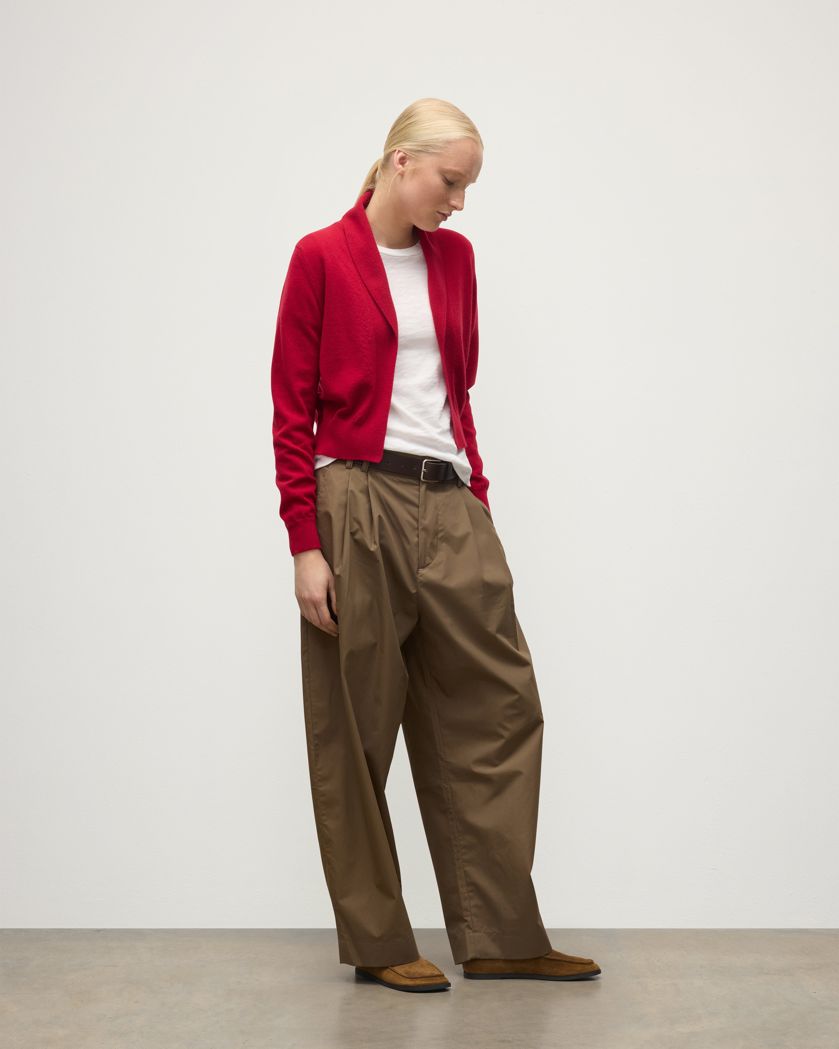 Johnstons of Elgin - Crathie Red Shawl Cashmere Cardigan