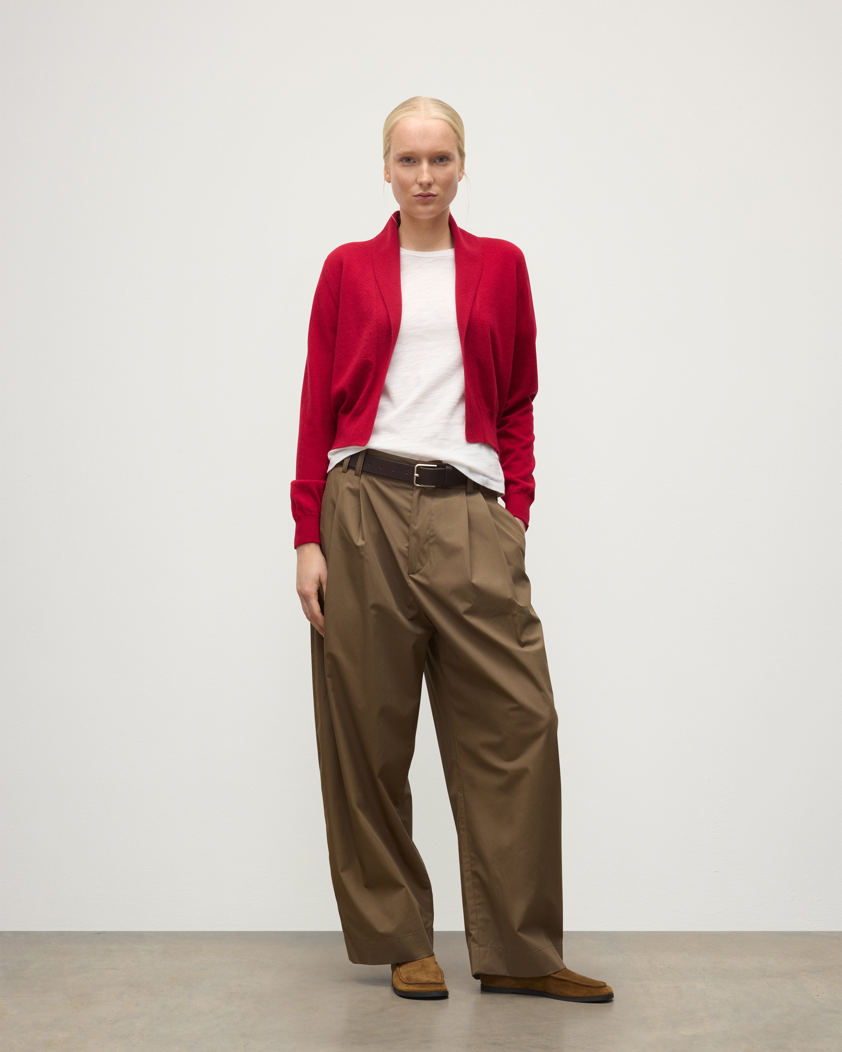 Johnstons of Elgin - Crathie Red Shawl Cashmere Cardigan