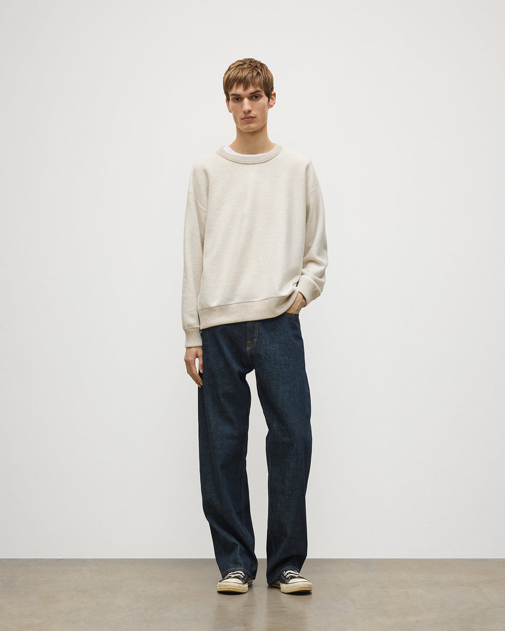 Johnstons of Elgin - Liddell Natural Cashmere Sweatshirt