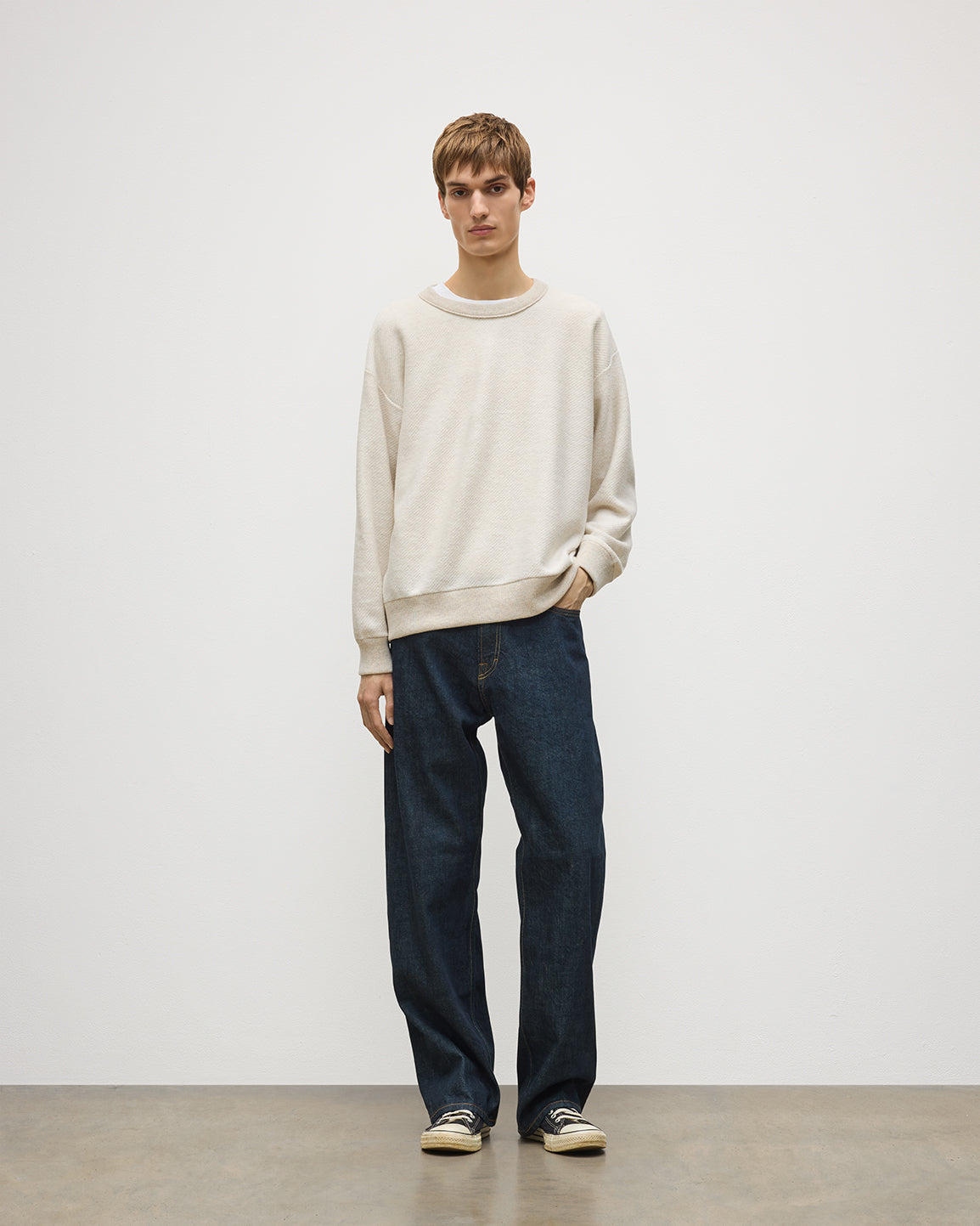 Johnstons of Elgin - Liddell Natural Cashmere Sweatshirt