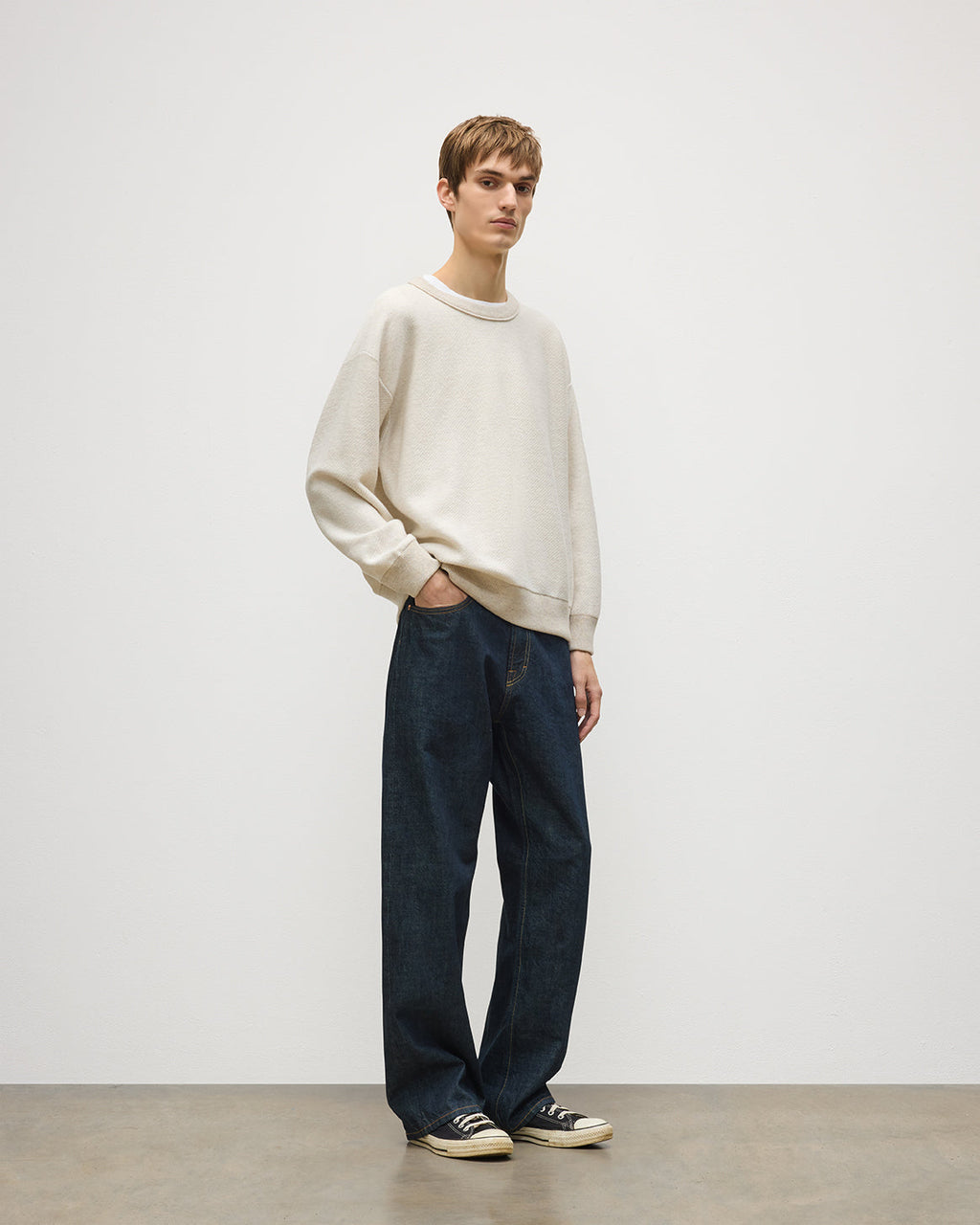 Johnstons of Elgin - Liddell Natural Cashmere Sweatshirt
