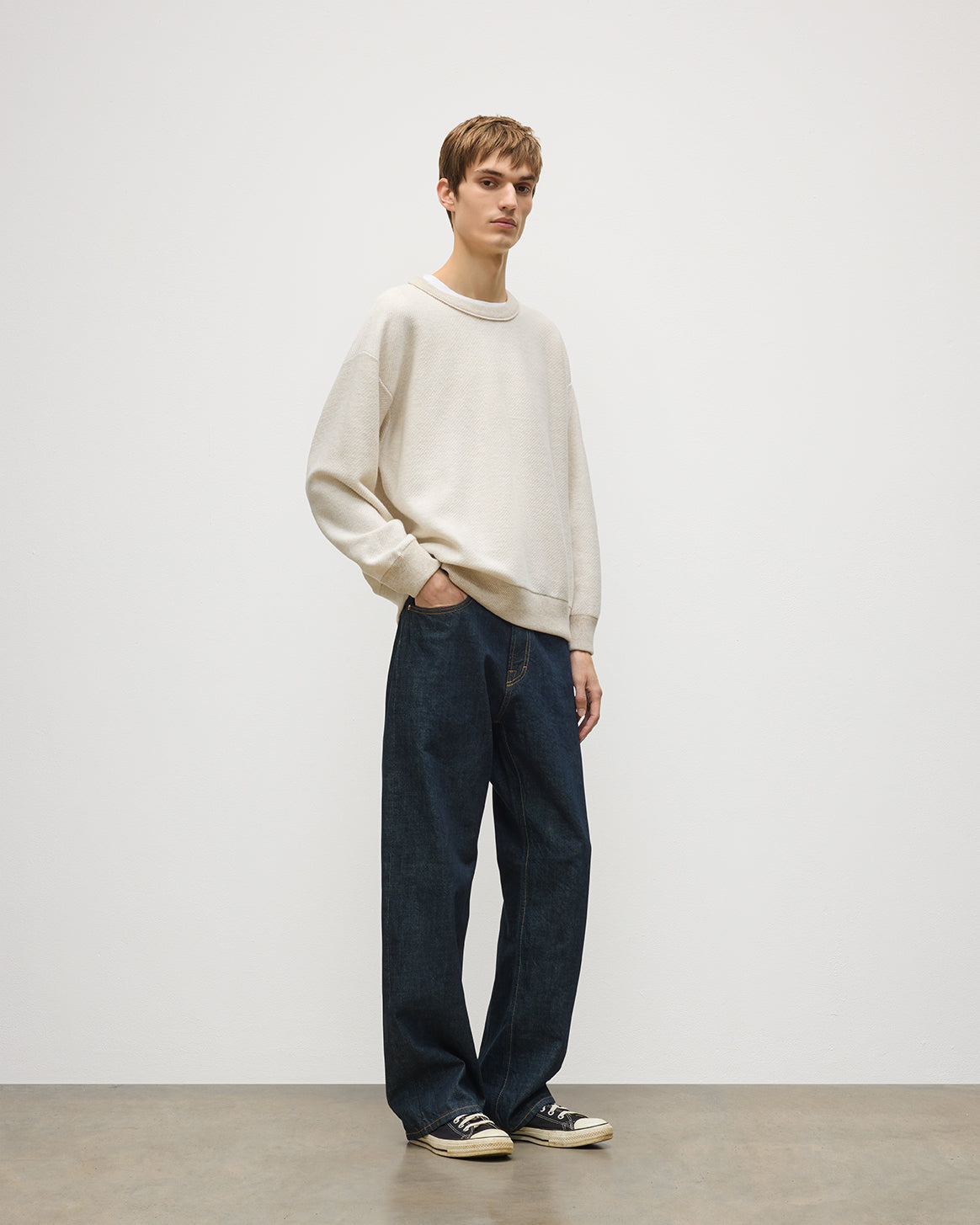 Johnstons of Elgin - Liddell Natural Cashmere Sweatshirt