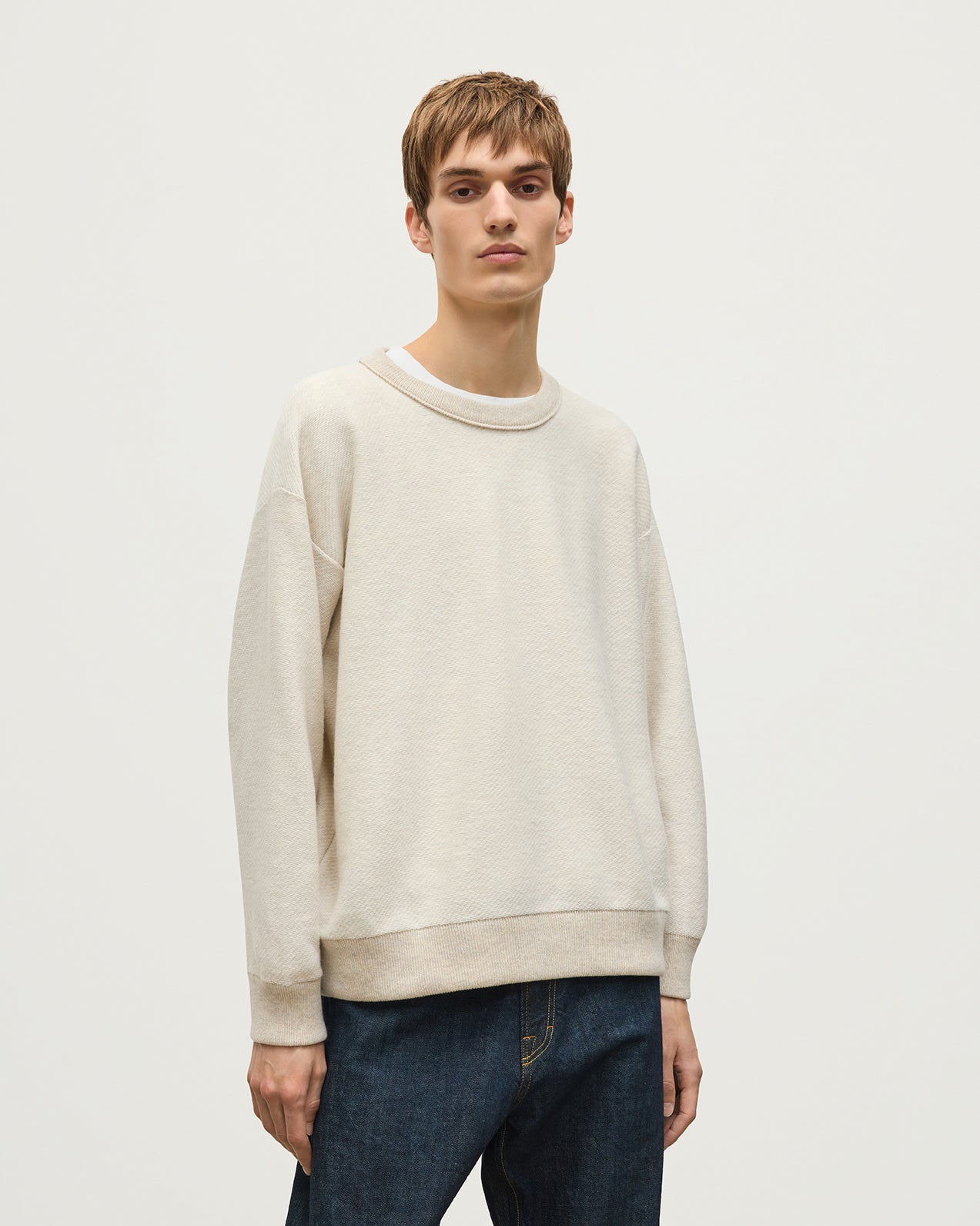 Johnstons of Elgin - Liddell Natural Cashmere Sweatshirt