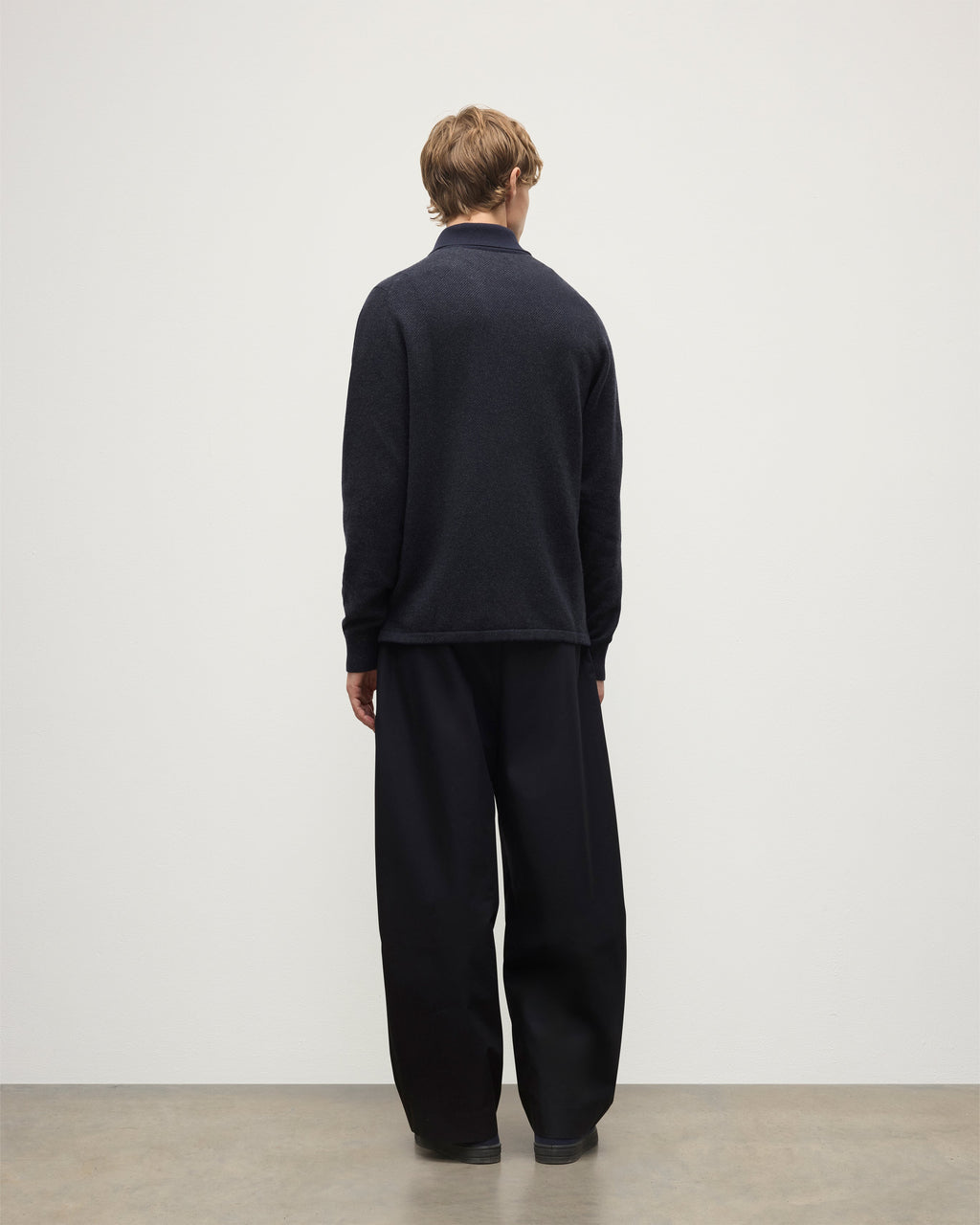 Johnstons of Elgin - Tweel Navy & Grey Cashmere Rugby Shirt