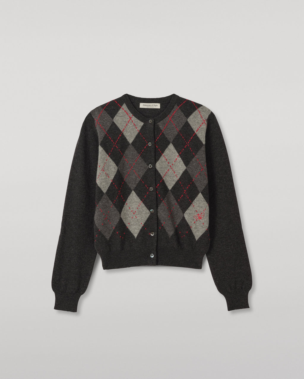 Johnstons of Elgin - Clan Charcoal Argyle Cashmere Cardigan