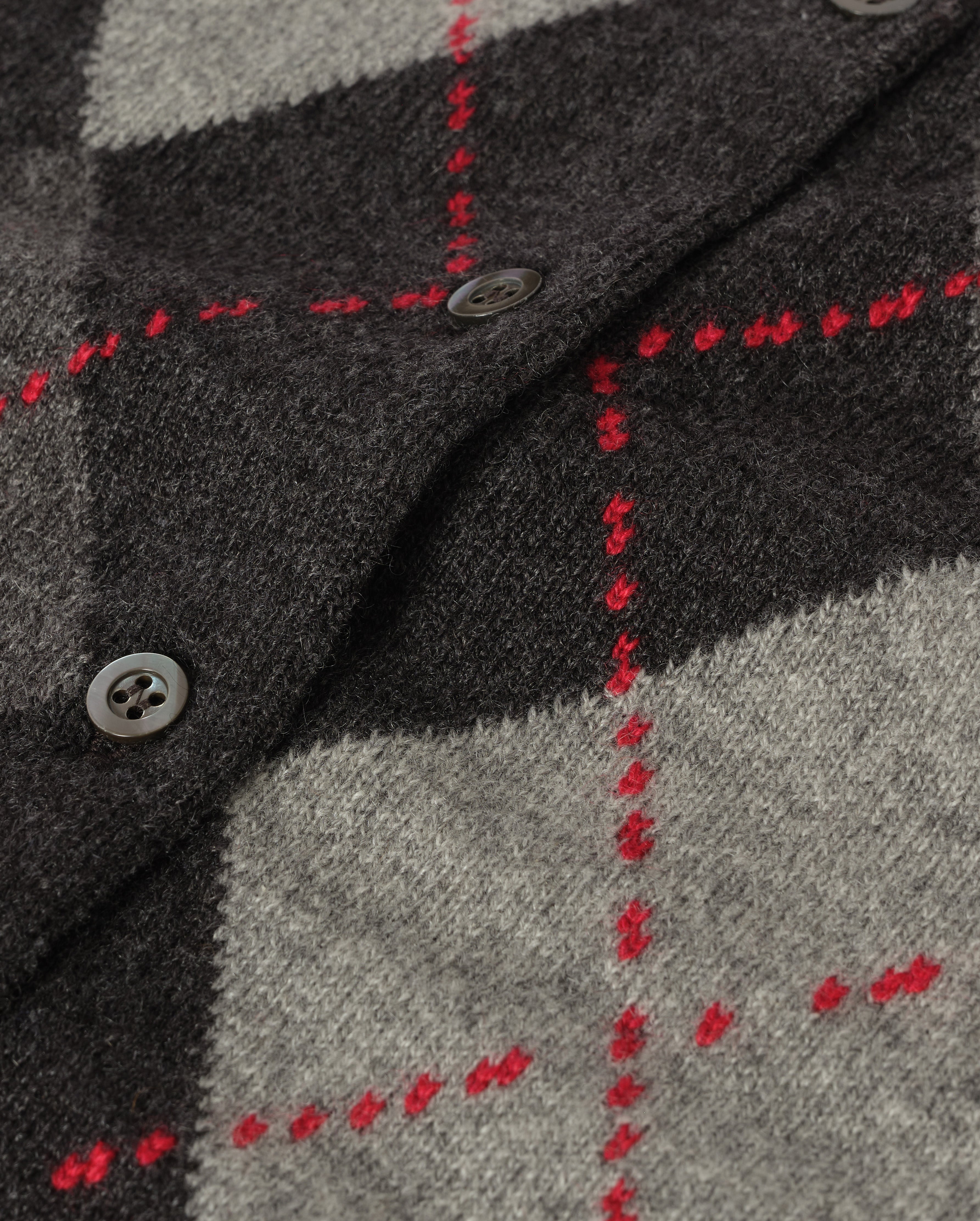 Johnstons of Elgin - Clan Charcoal Argyle Cashmere Cardigan