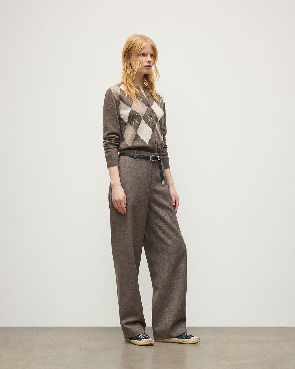 Johnstons of Elgin - Clan Brown Argyle Cashmere Cardigan