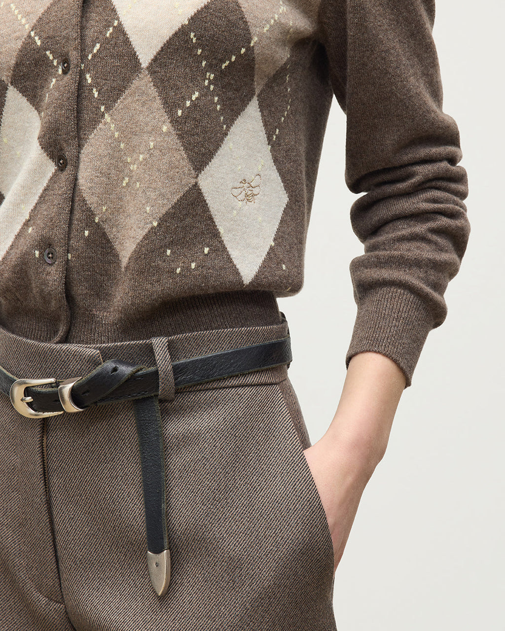 Johnstons of Elgin - Clan Brown Argyle Cashmere Cardigan
