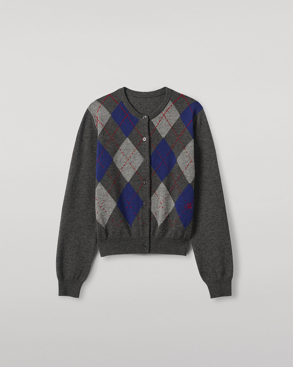 Johnstons of Elgin - Clan Mid Grey Argyle Cashmere Cardigan