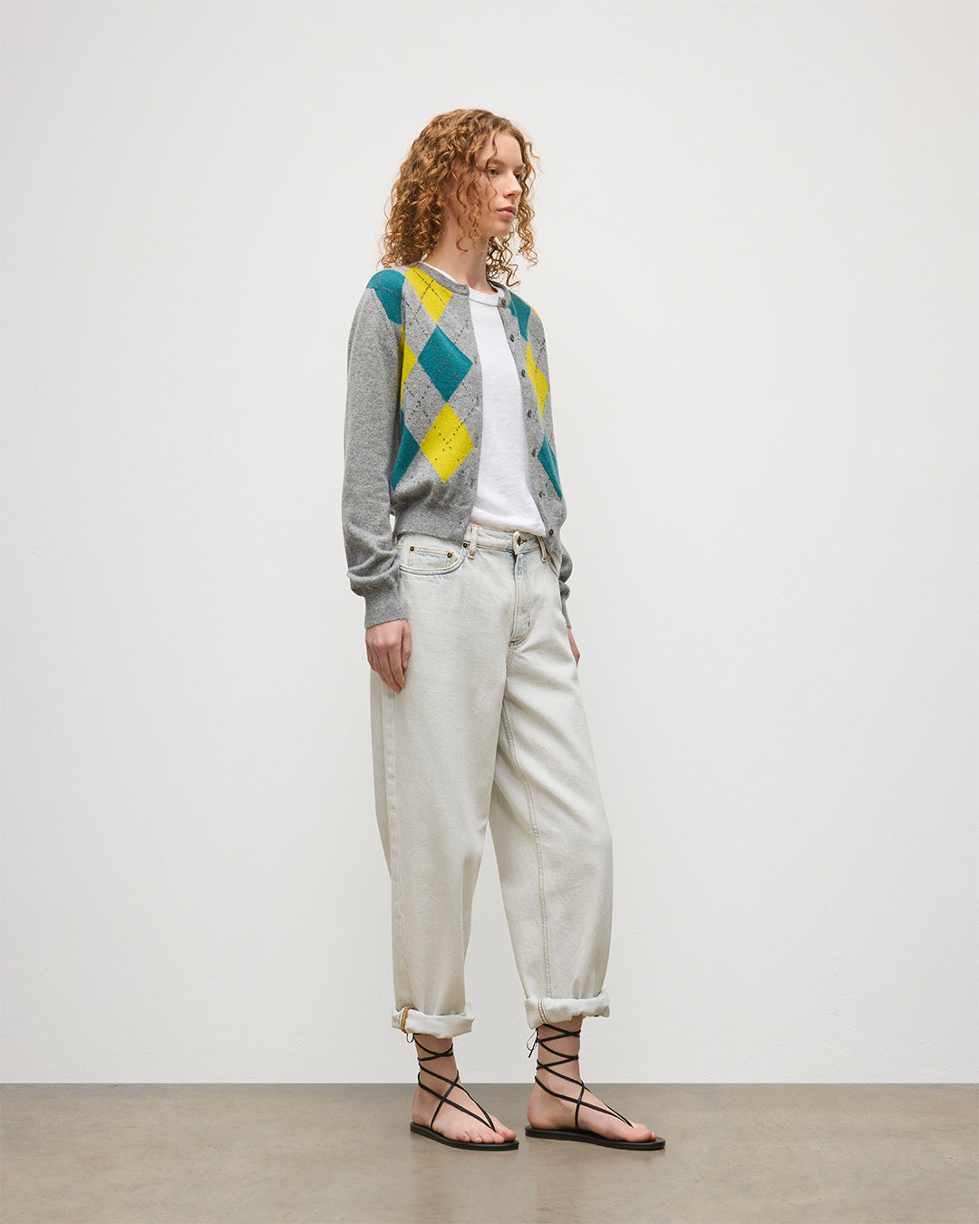 Johnstons of Elgin - Clan Grey Argyle Cashmere Cardigan