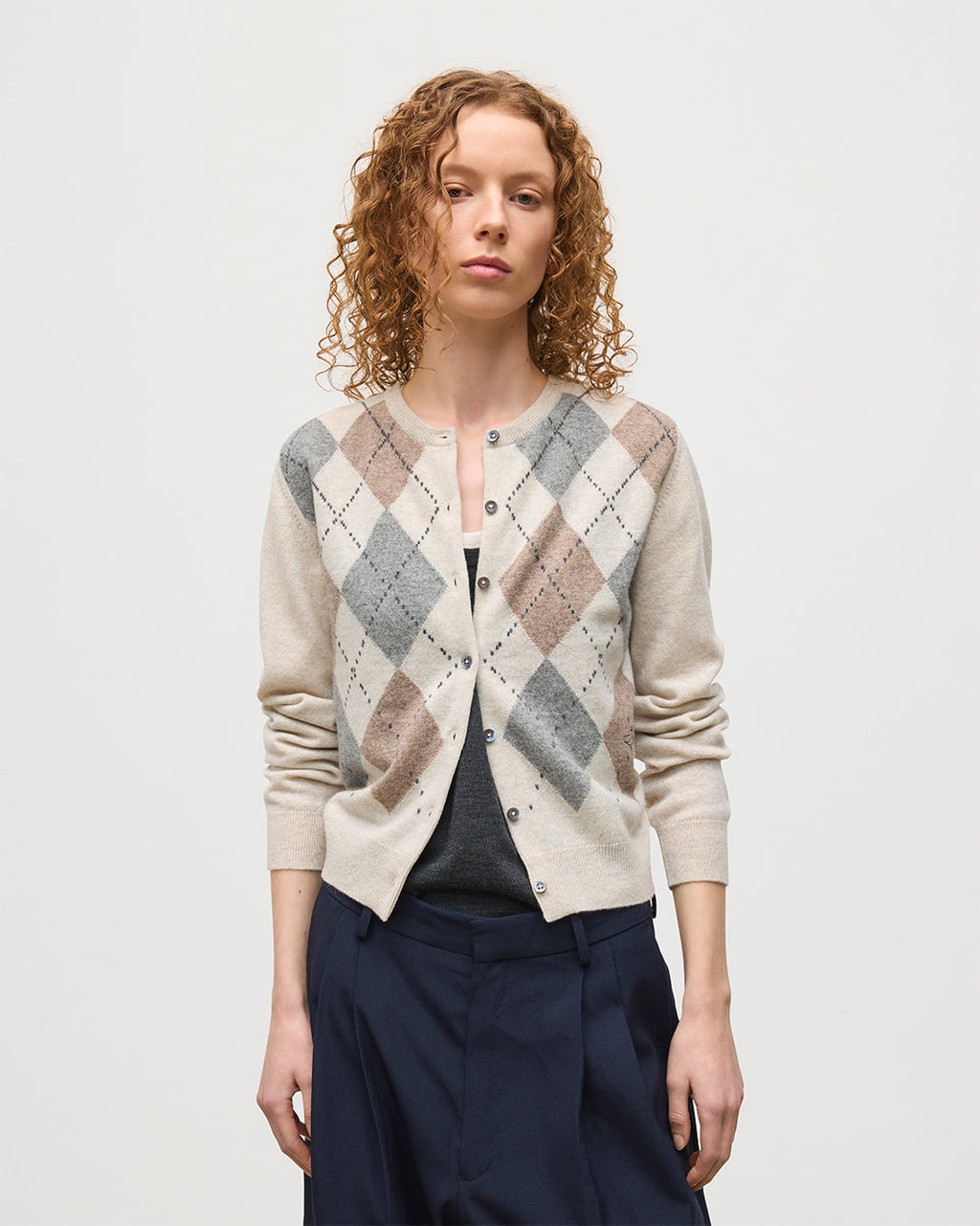 Johnstons of Elgin - Clan Natural Argyle Cashmere Cardigan