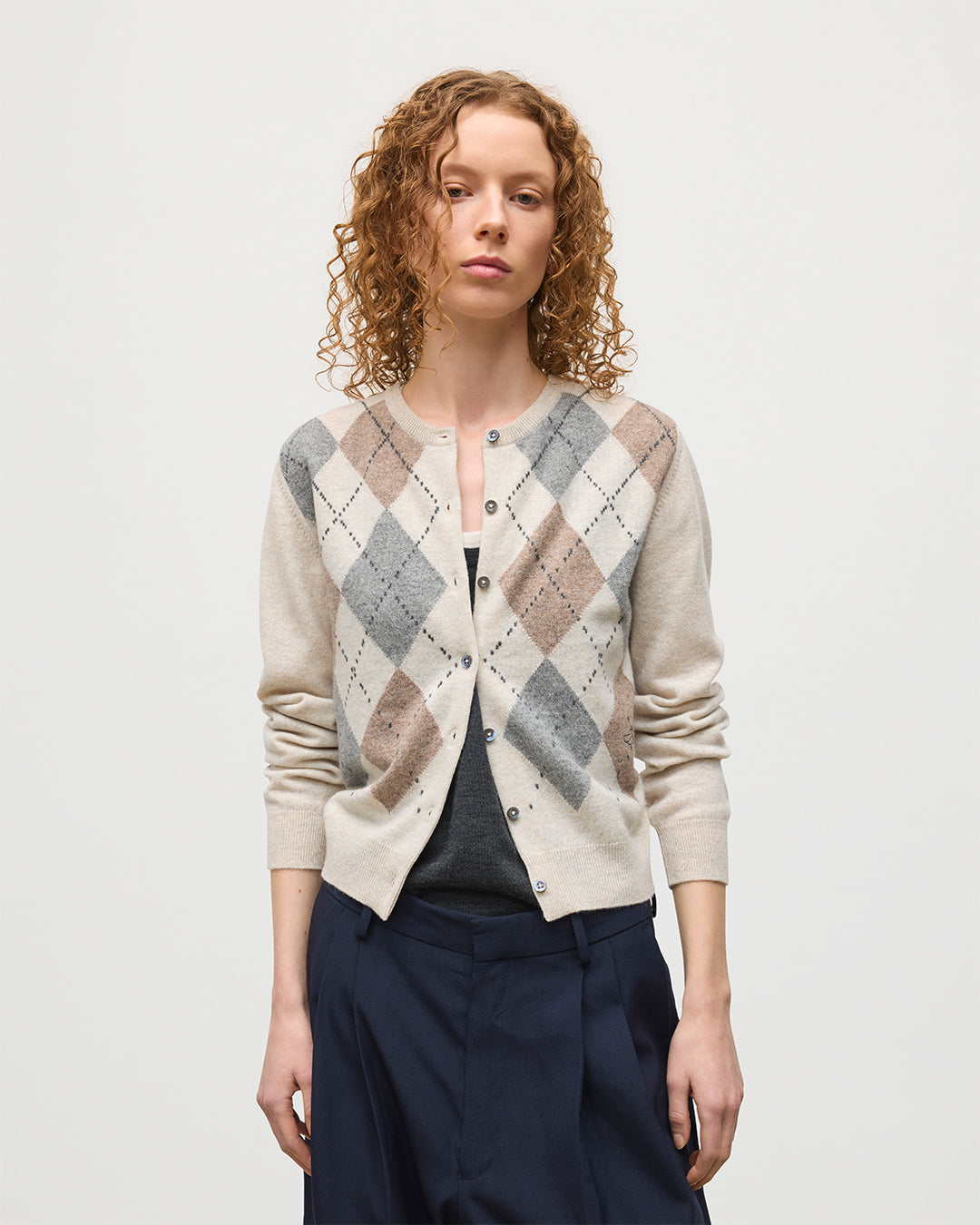 Johnstons of Elgin - Clan Natural Argyle Cashmere Cardigan