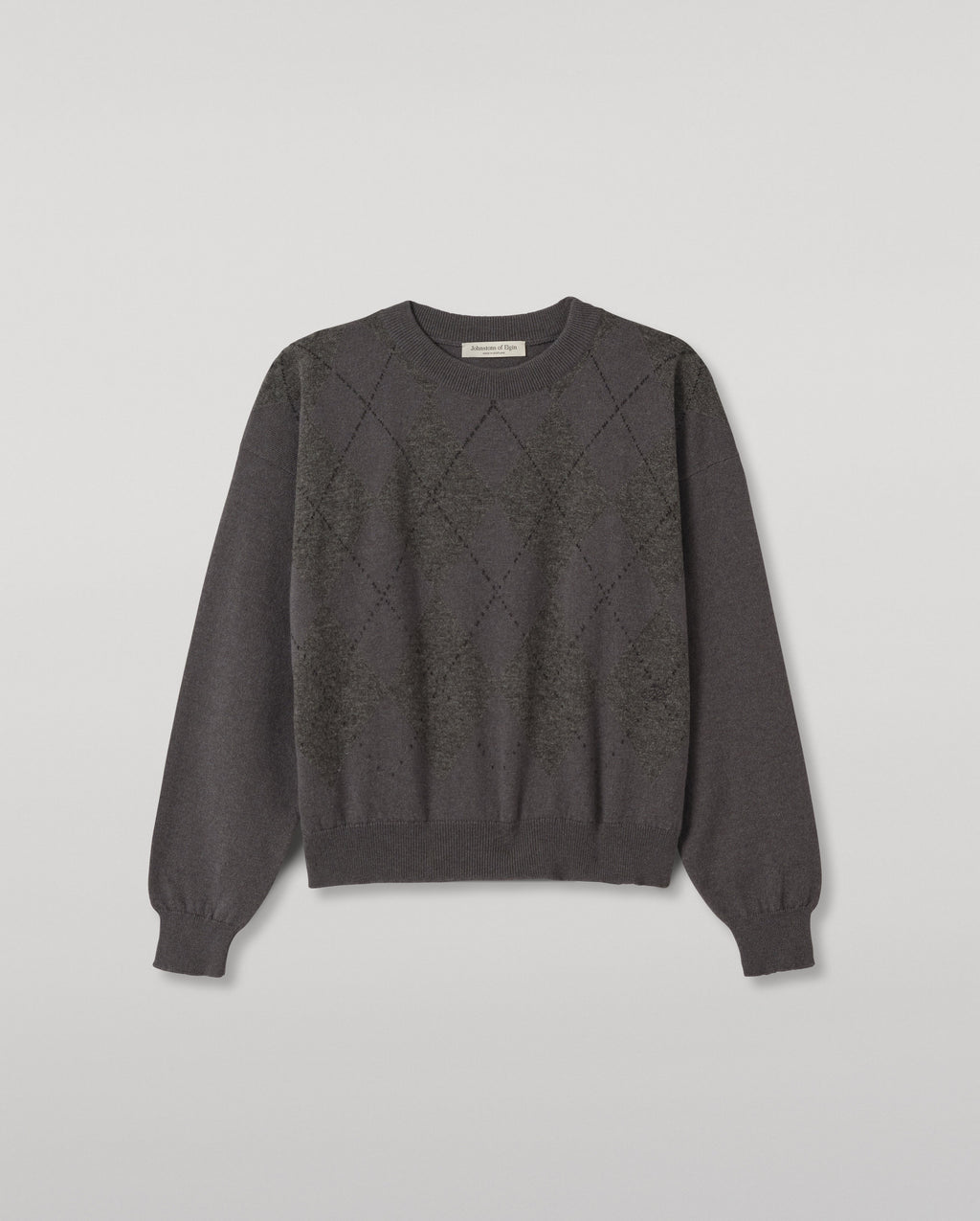 Johnstons of Elgin - Clan Mid Grey Argyle Cashmere Jumper