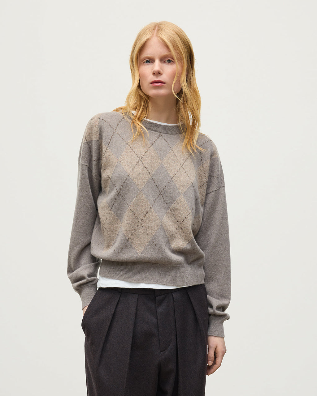 Johnstons of Elgin - Clan Grey Argyle Cashmere Jumper