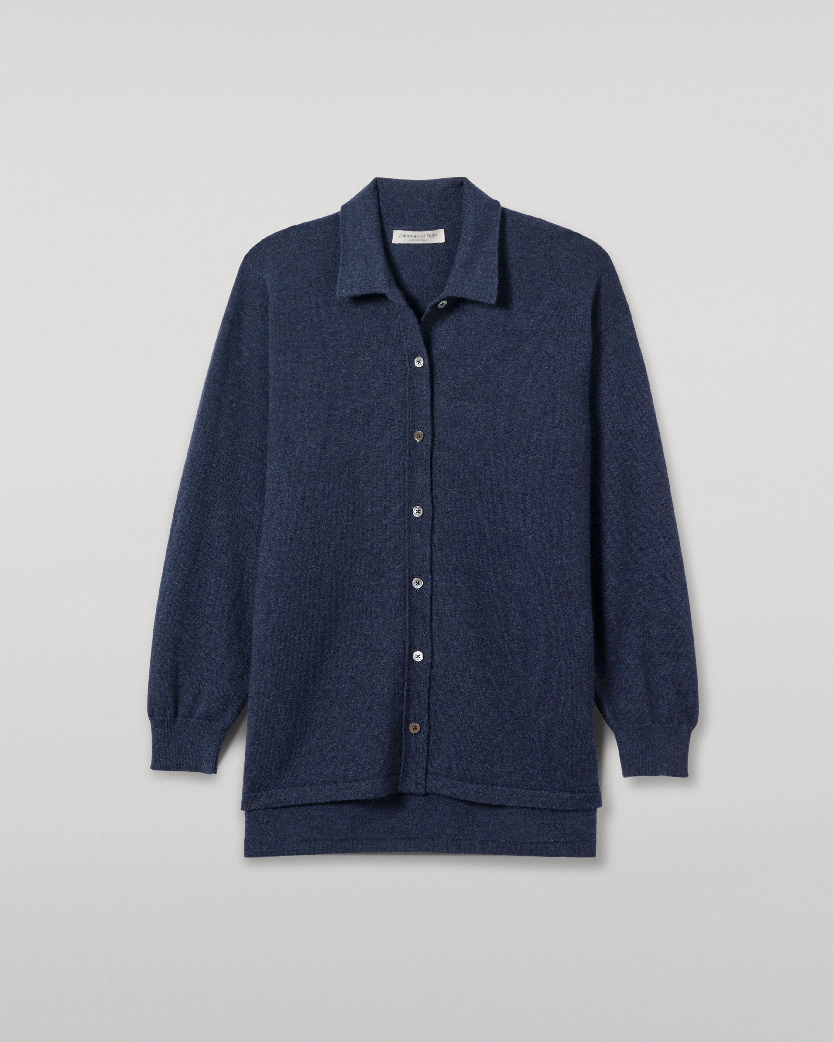 Johnstons of Elgin - Munro Navy Cashmere Shirt
