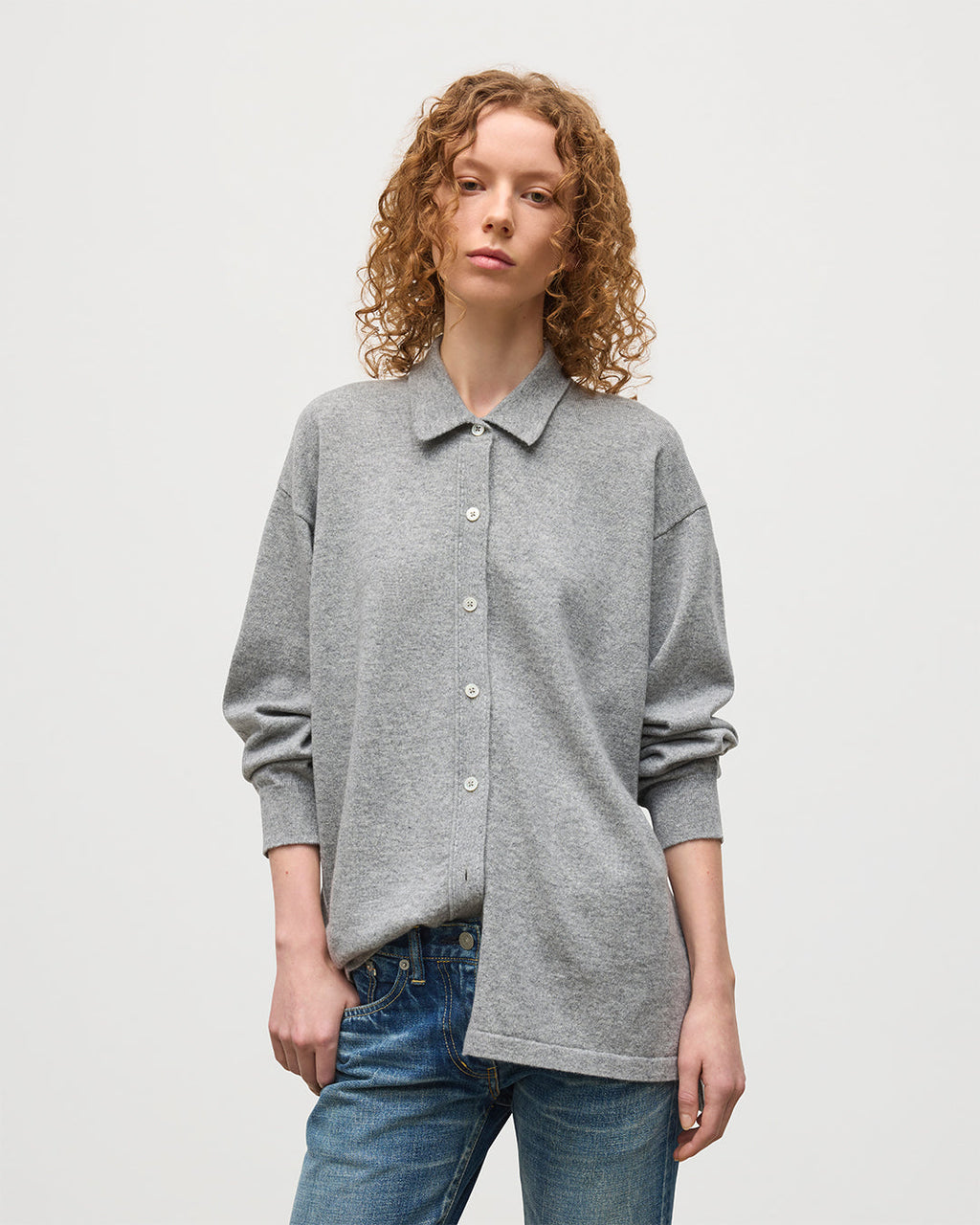 Johnstons of Elgin - Munro Light Grey Cashmere Shirt