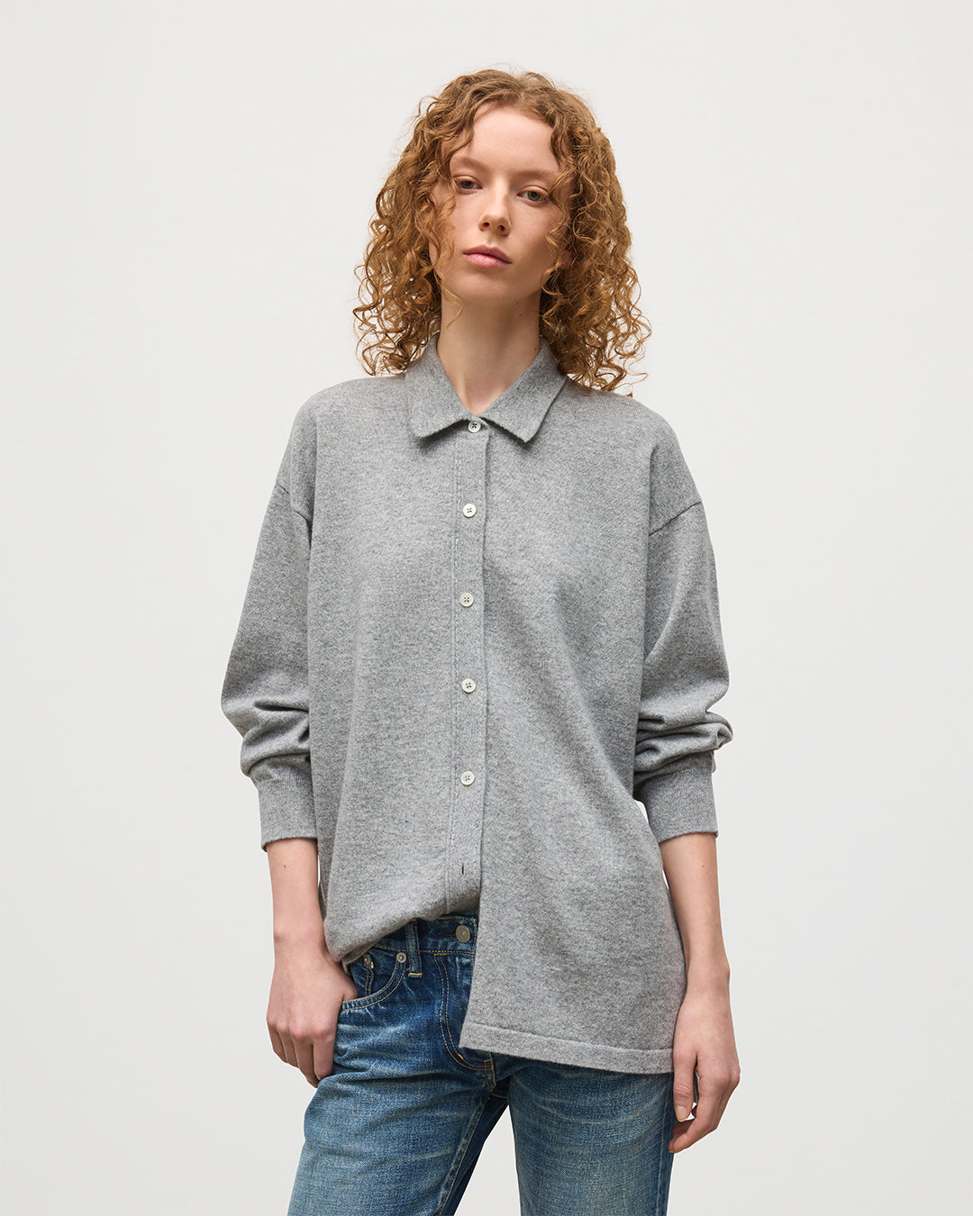 Johnstons of Elgin - Munro Light Grey Cashmere Shirt