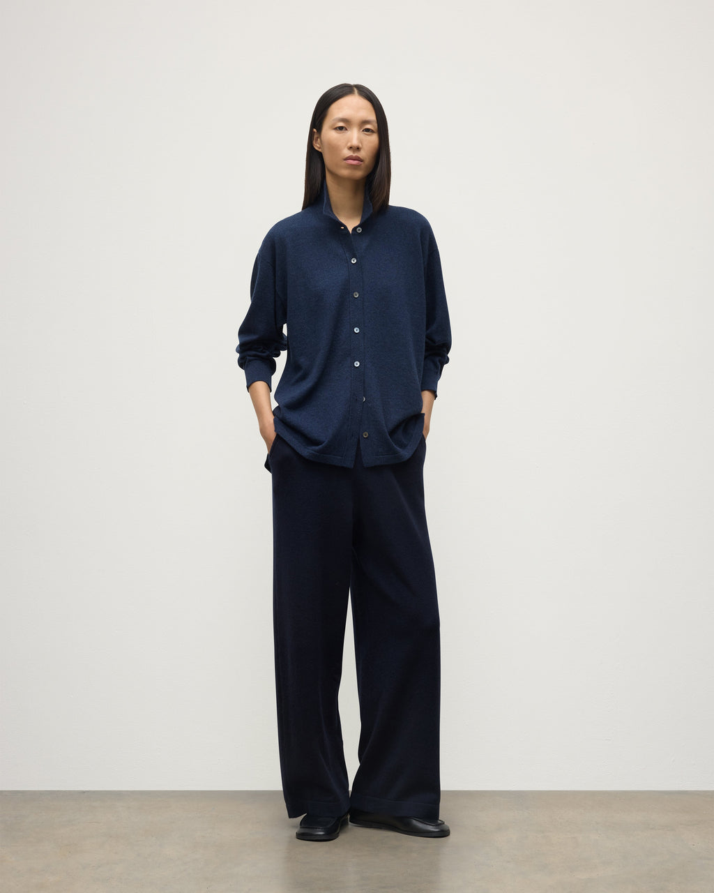 Johnstons of Elgin - Munro Navy Cashmere Shirt
