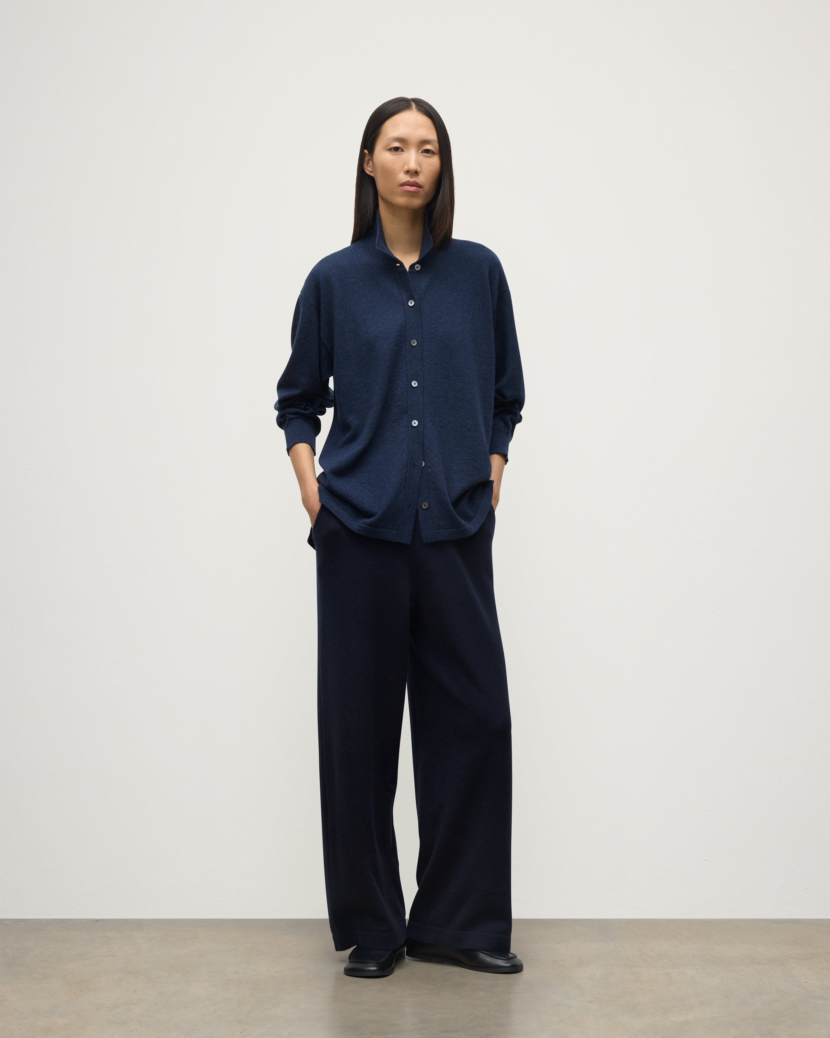 Johnstons of Elgin - Munro Navy Cashmere Shirt