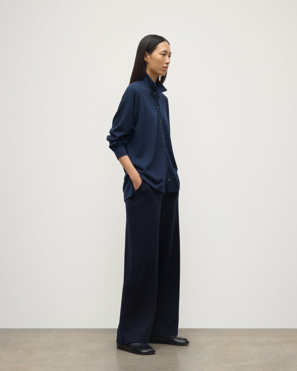 Johnstons of Elgin - Munro Navy Cashmere Shirt
