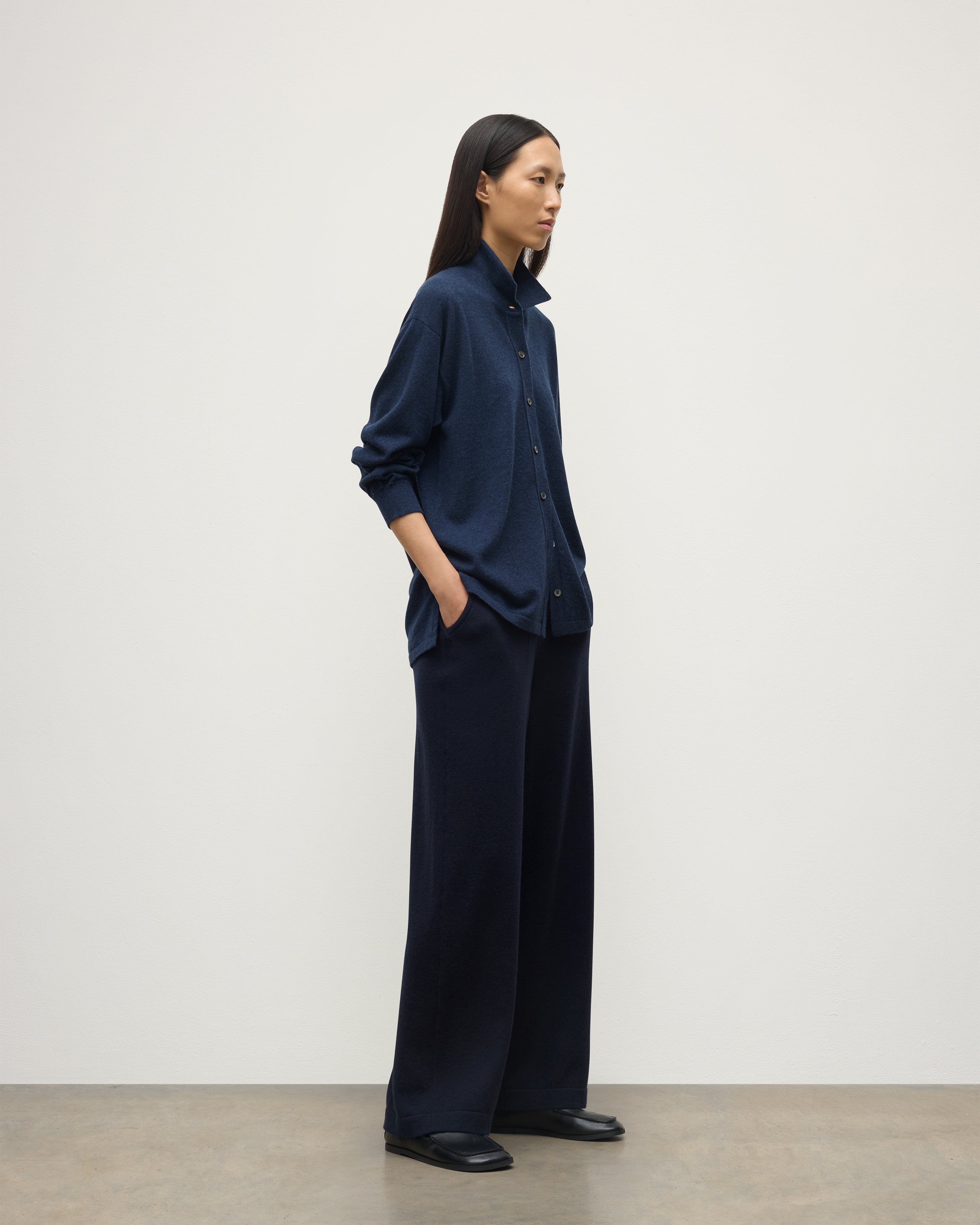 Johnstons of Elgin - Munro Navy Cashmere Shirt
