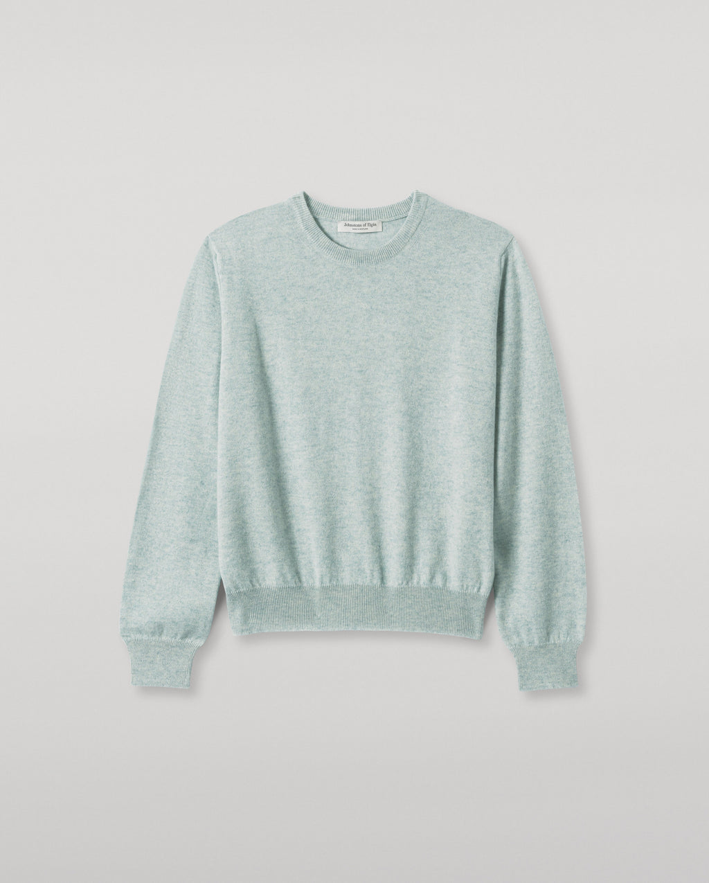 Johnstons of Elgin - Lunan Light Green Classic Crew Jumper