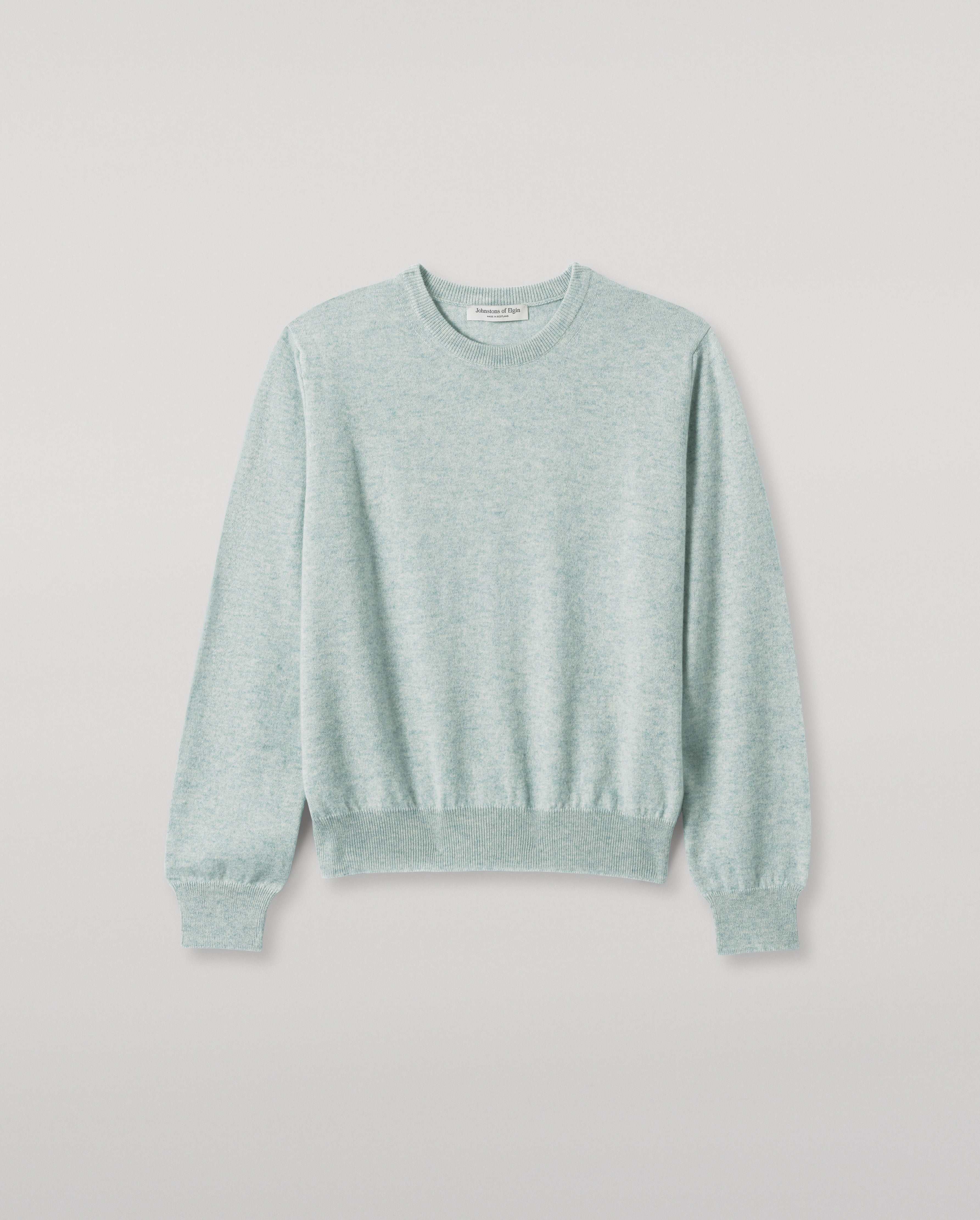 Johnstons of Elgin - Lunan Light Green Classic Crew Jumper