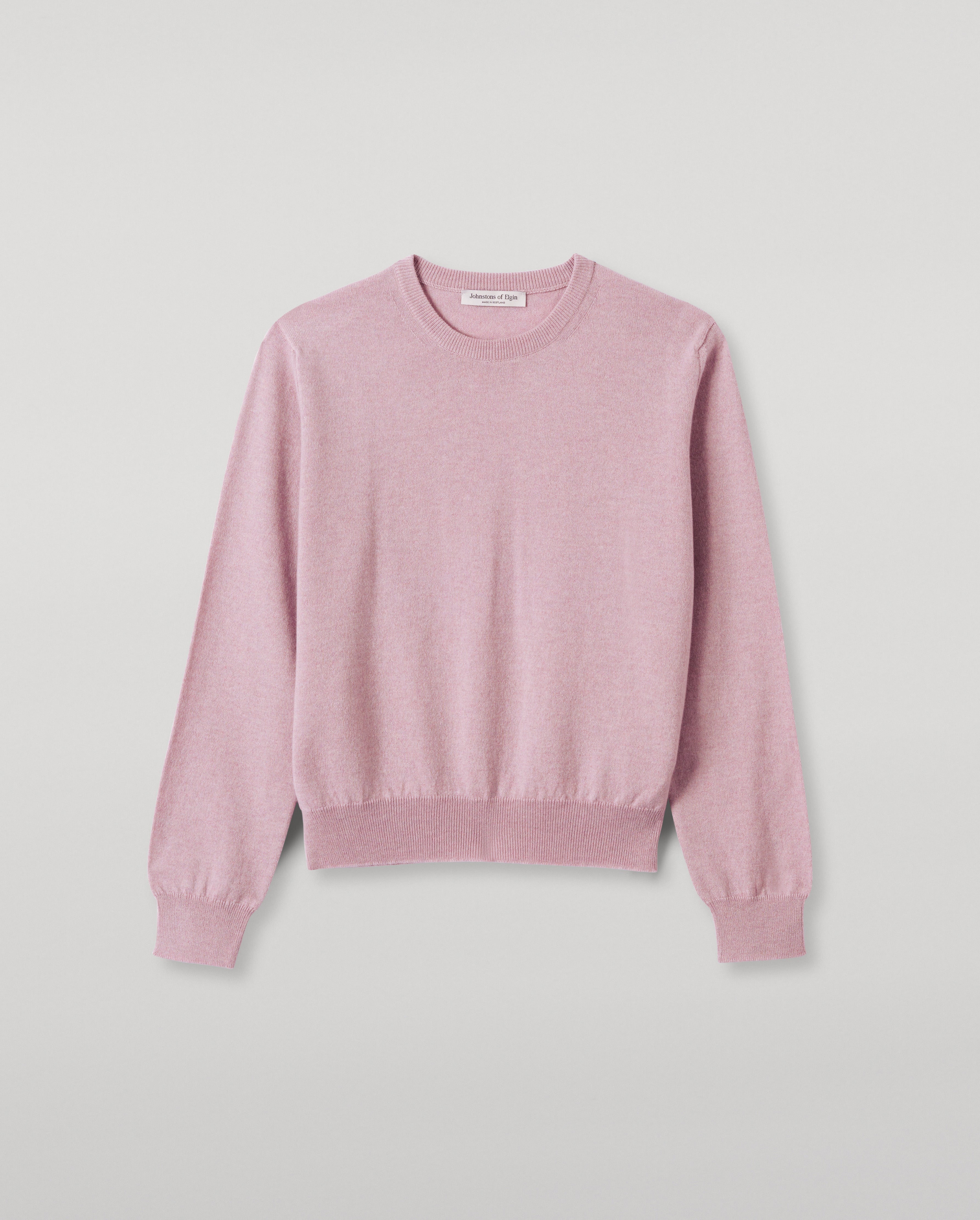 Johnstons of Elgin - Lunan Light Pink Classic Crew Jumper