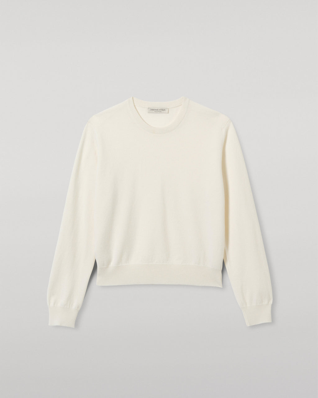 Johnstons of Elgin - Lunan White Classic Cashmere Crew Jumper