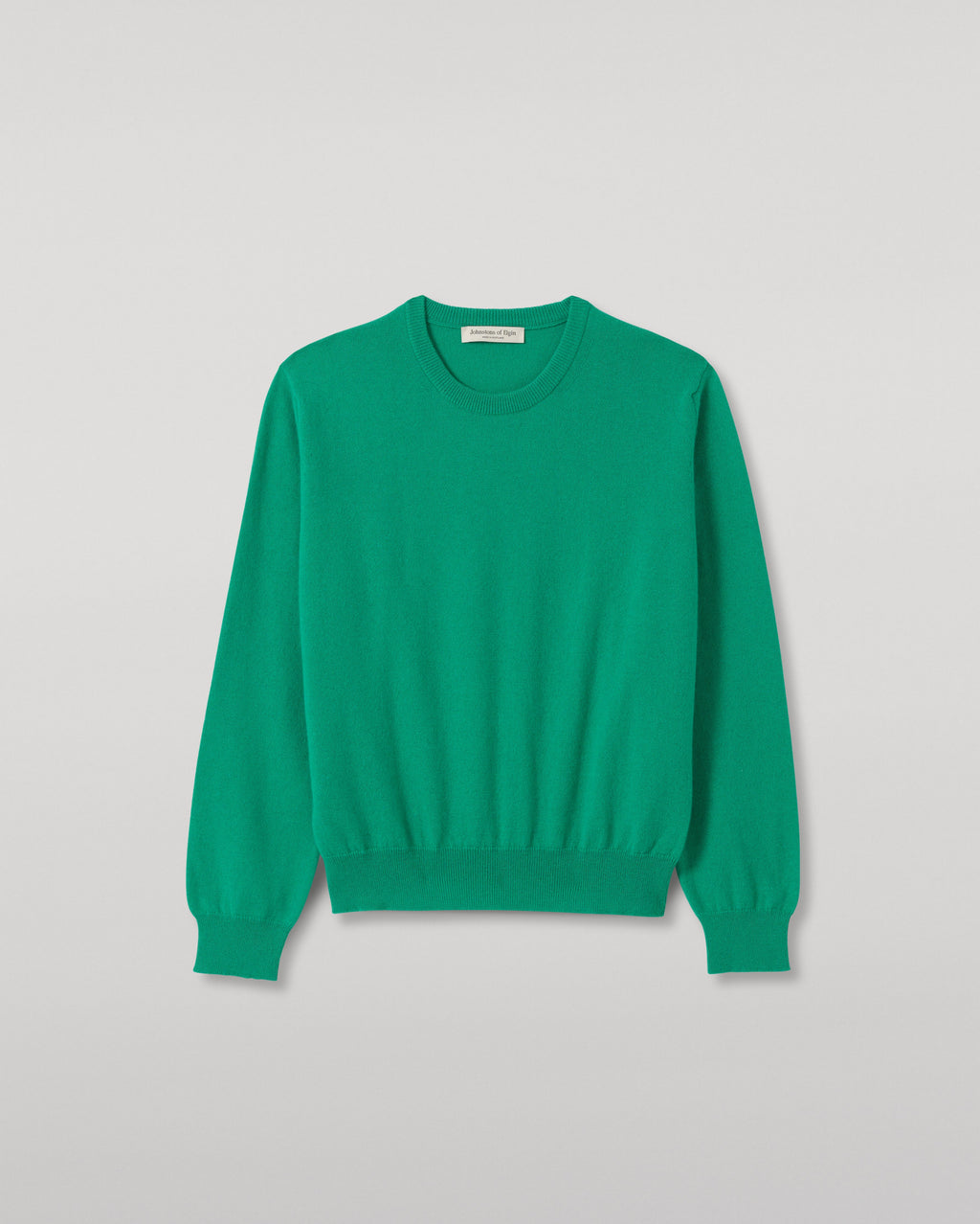 Johnstons of Elgin - Lunan Classic Bright Green Cashmere Crew Jumper
