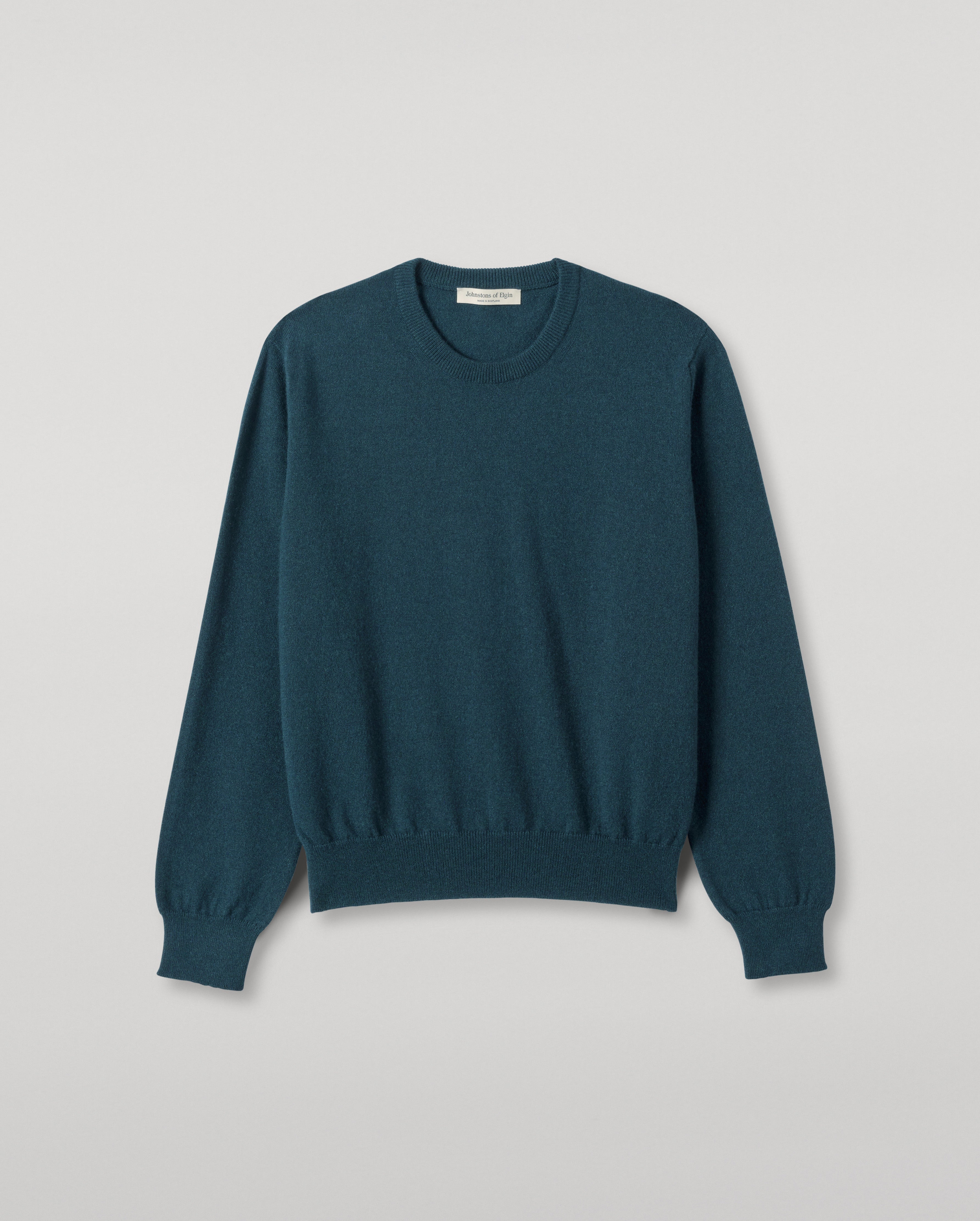 Johnstons of Elgin - Lunan Bottle Green Classic Crew Jumper