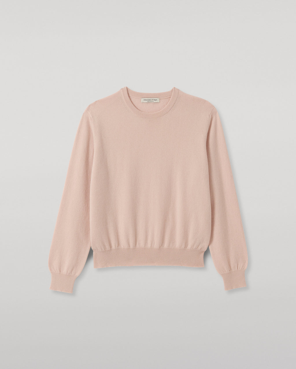 Johnstons of Elgin - Lunan Classic Light Pink Cashmere Crew Jumper