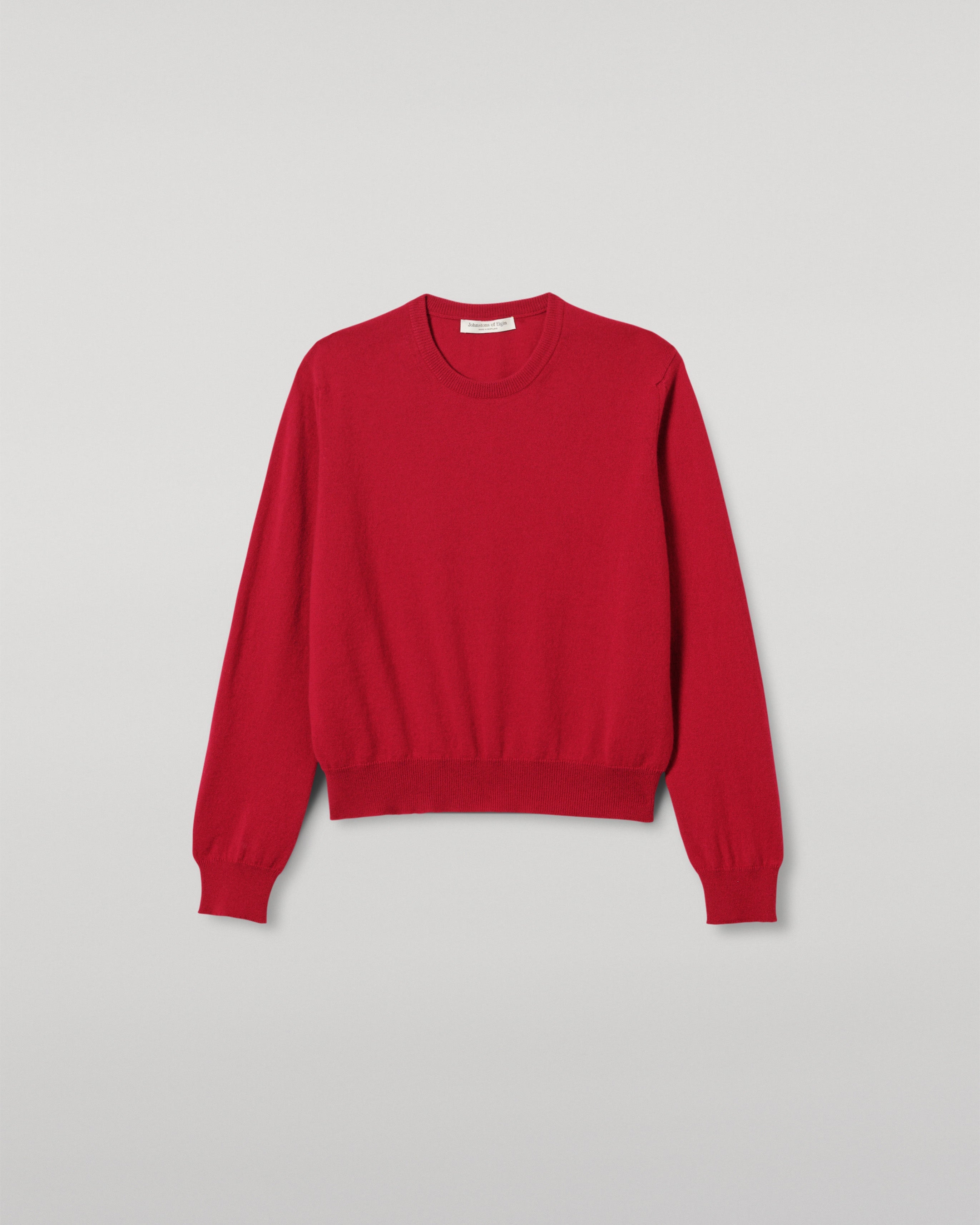 Johnstons of Elgin - Lunan Red Classic Cashmere Crew Jumper