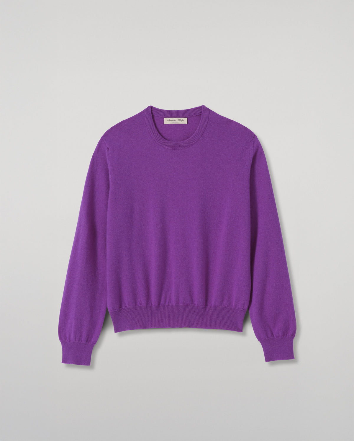 Johnstons of Elgin - Lunan Classic Purple Cashmere Crew Jumper