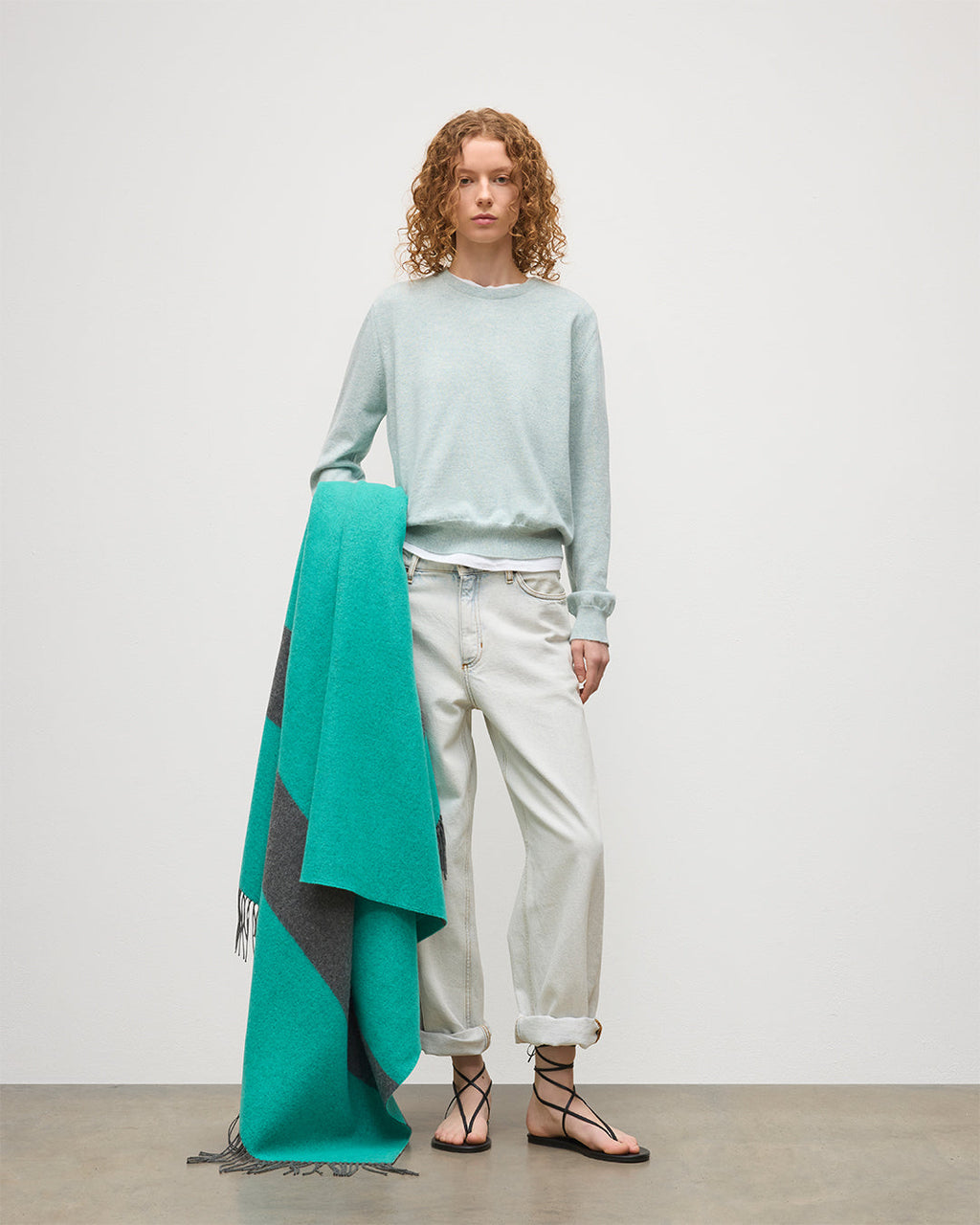 Johnstons of Elgin - Lunan Light Green Classic Crew Jumper