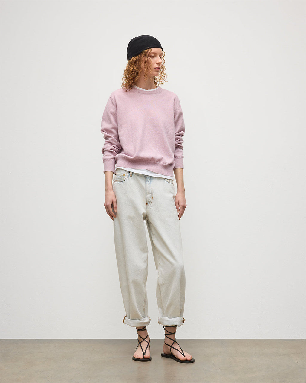 Johnstons of Elgin - Lunan Light Pink Classic Crew Jumper