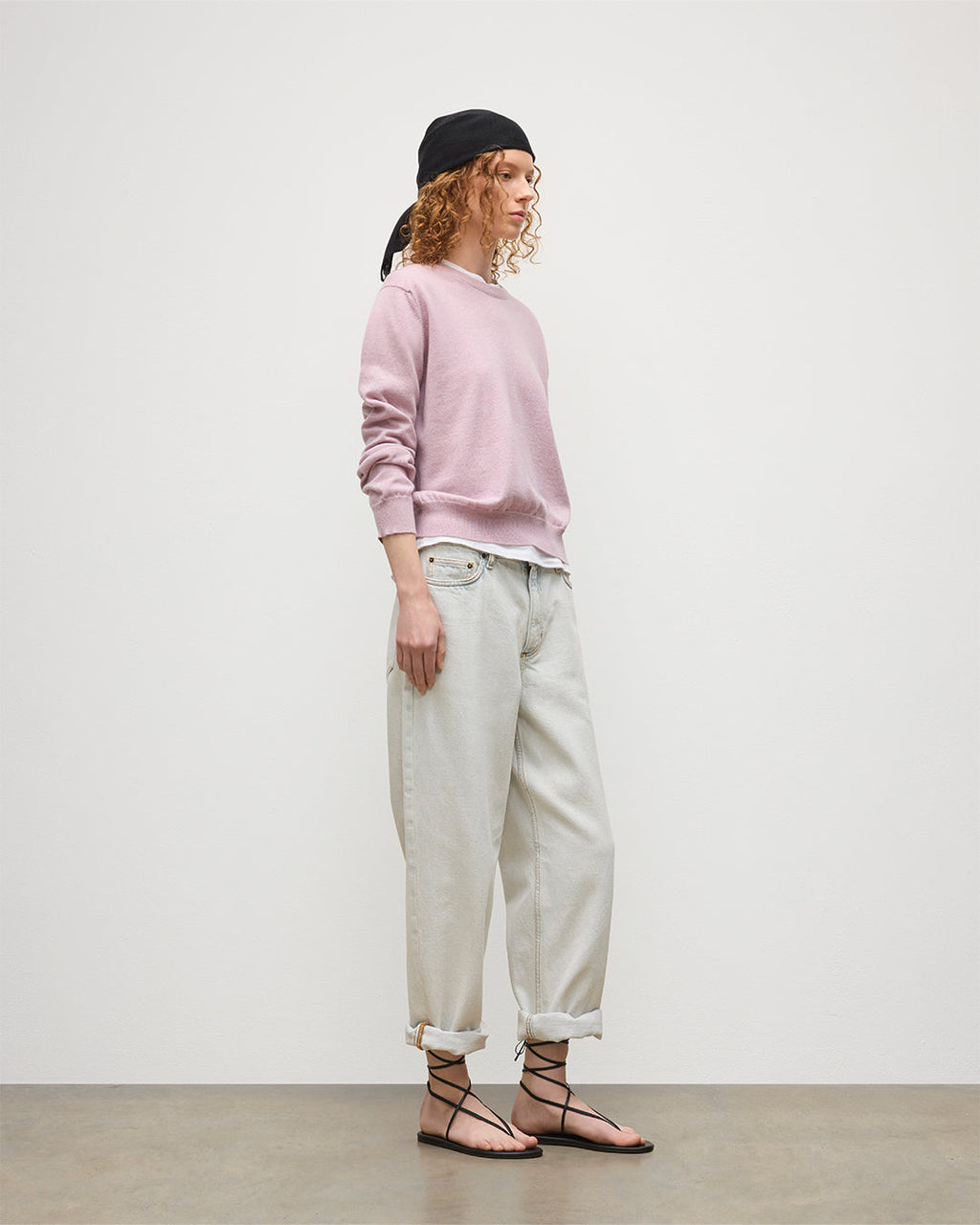 Johnstons of Elgin - Lunan Light Pink Classic Crew Jumper