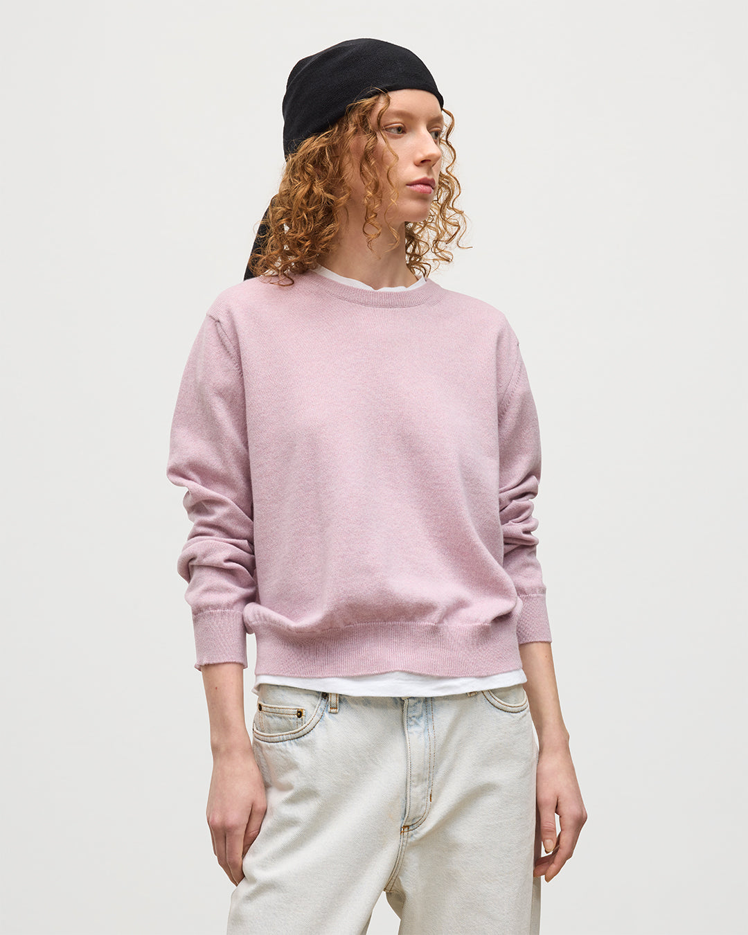 Johnstons of Elgin - Lunan Light Pink Classic Crew Jumper