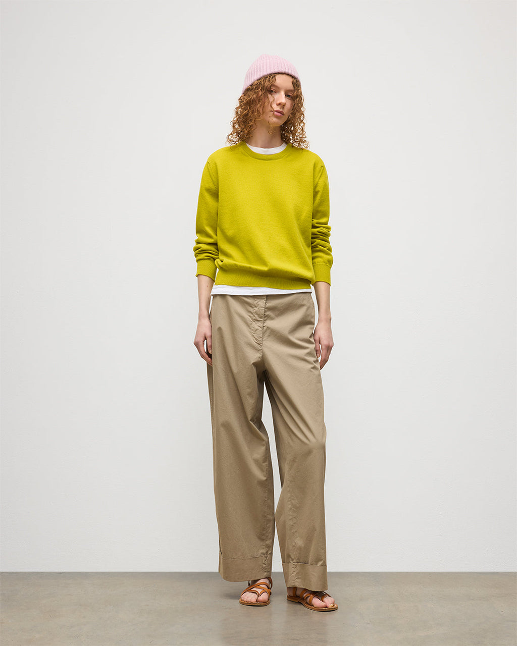 Johnstons of Elgin - Lunan Yellow Classic Crew Jumper