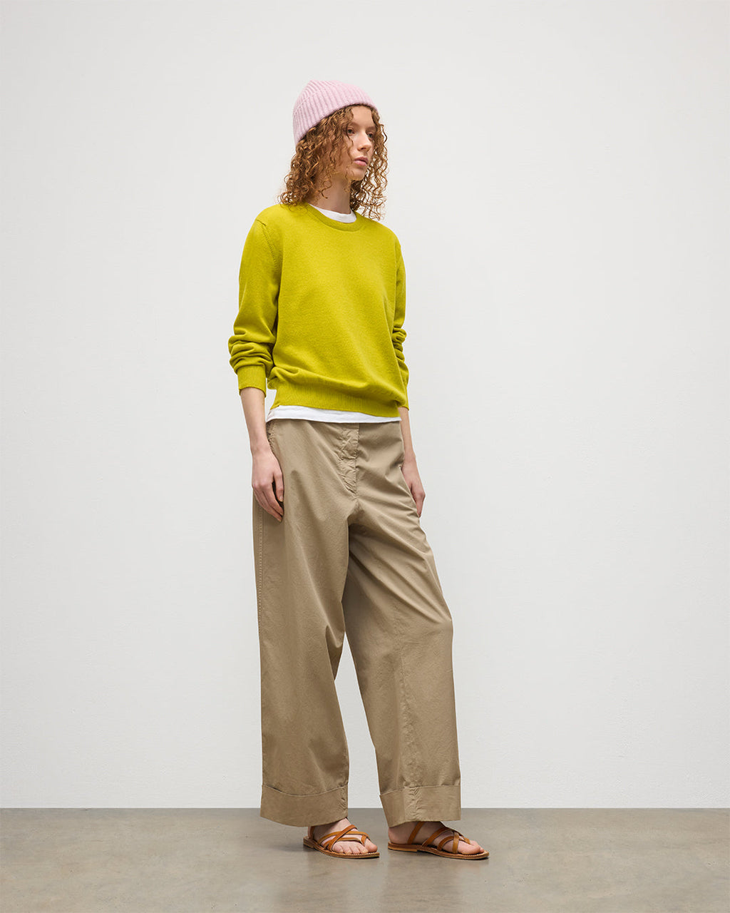 Johnstons of Elgin - Lunan Yellow Classic Crew Jumper