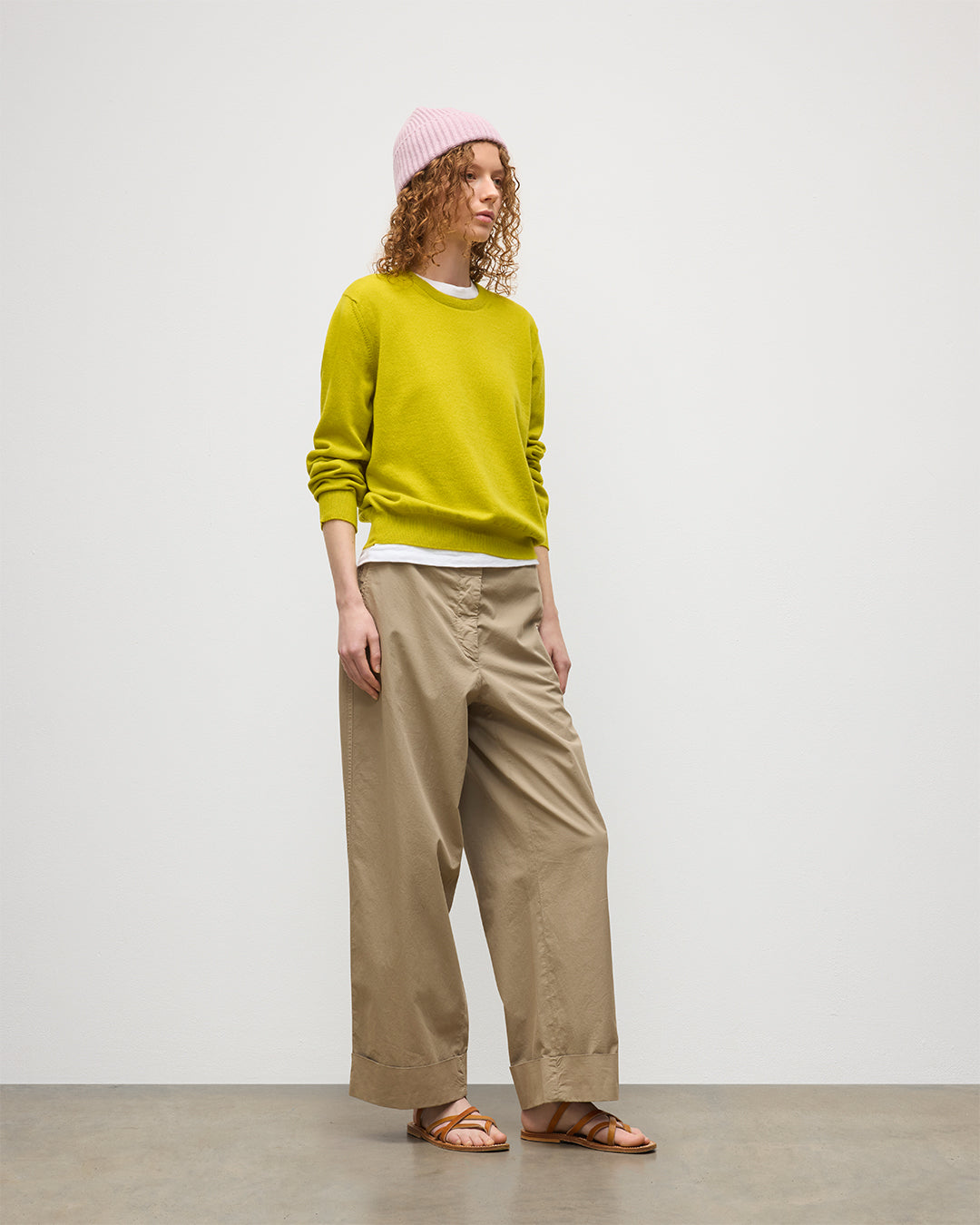 Johnstons of Elgin - Lunan Yellow Classic Crew Jumper