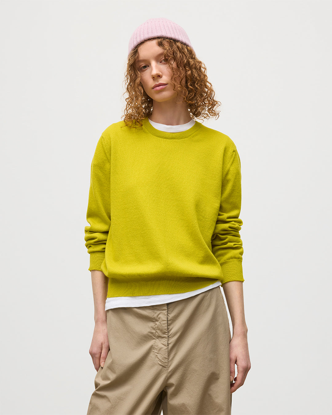 Johnstons of Elgin - Lunan Yellow Classic Crew Jumper