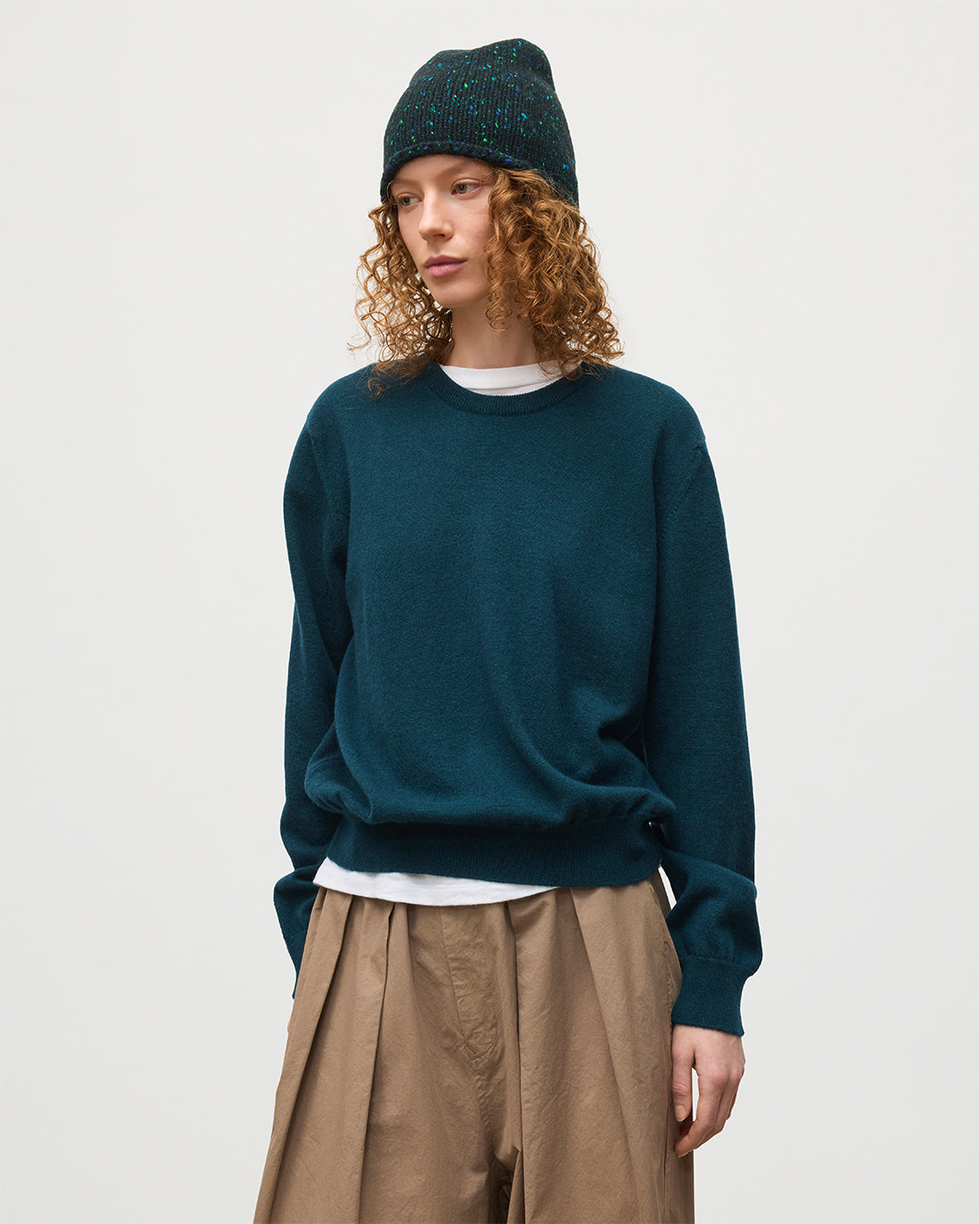 Johnstons of Elgin - Lunan Bottle Green Classic Crew Jumper