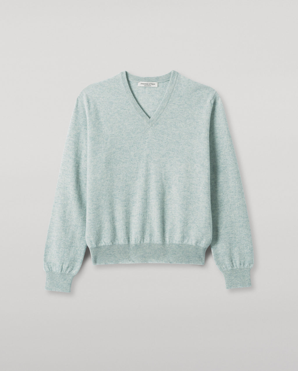 Johnstons of Elgin - Lunan Light Green Classic V Neck Jumper